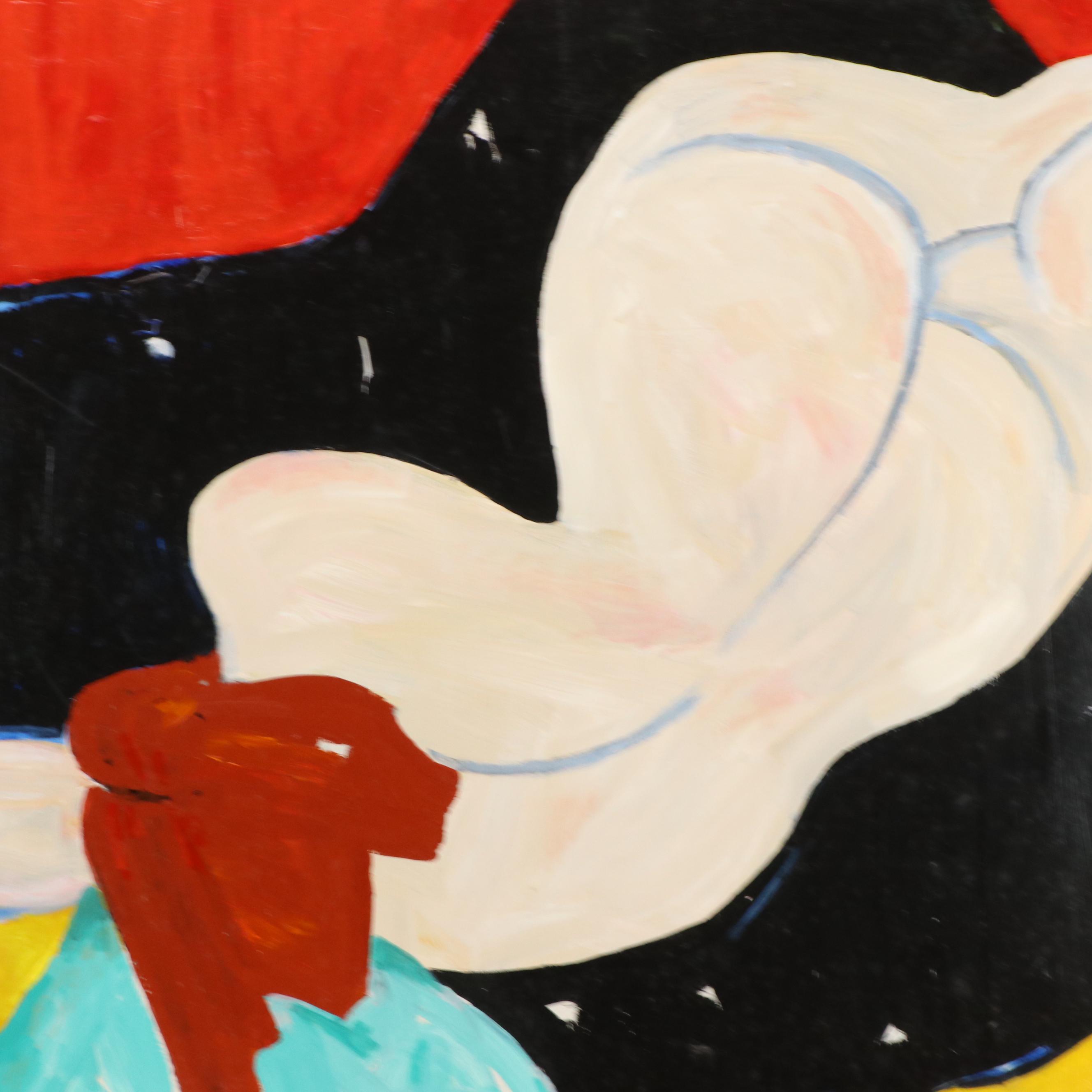 Gwen Doppler Colorful Acrylic Modernist Painting "Blue Nude," 1990