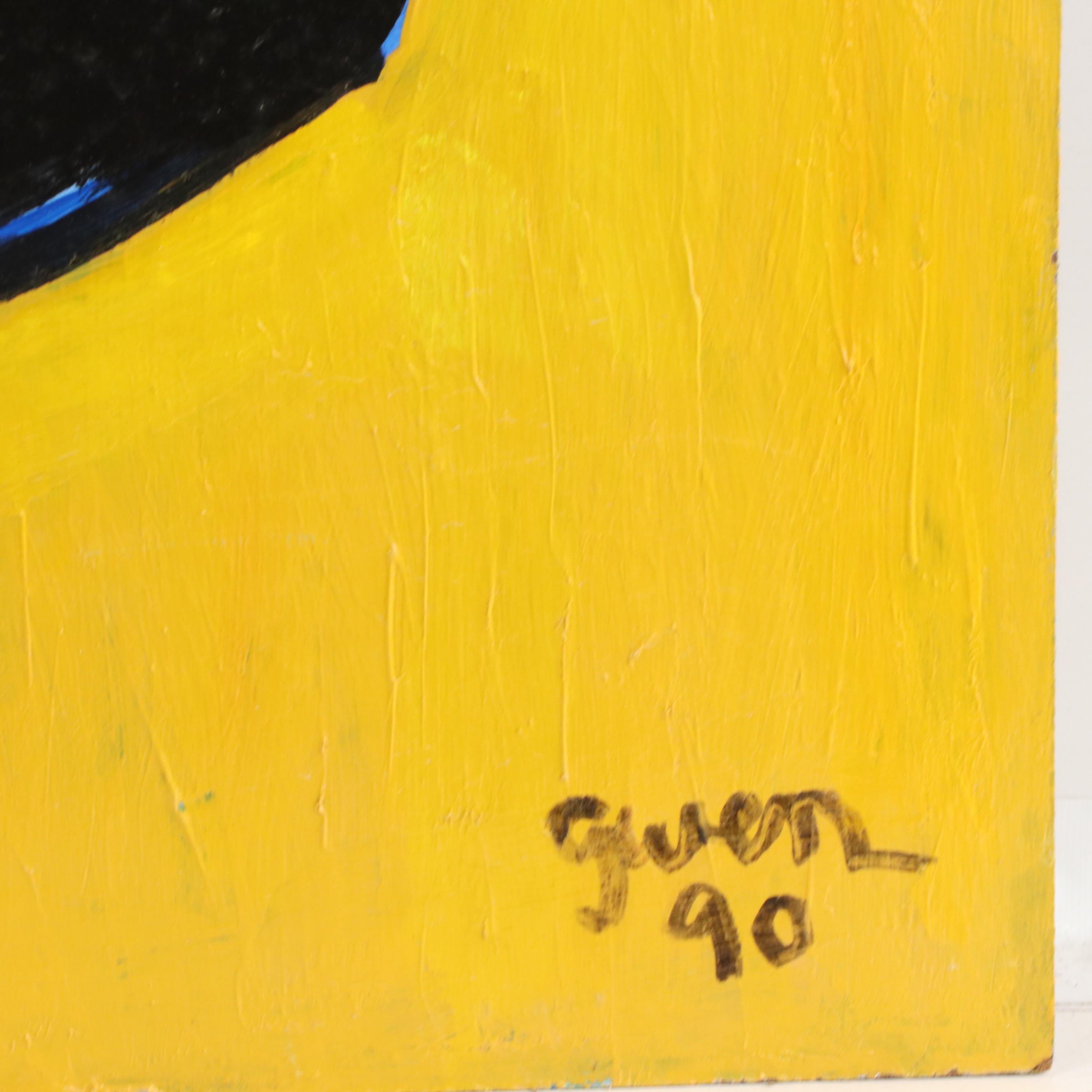 Gwen Doppler Colorful Acrylic Modernist Painting "Blue Nude," 1990