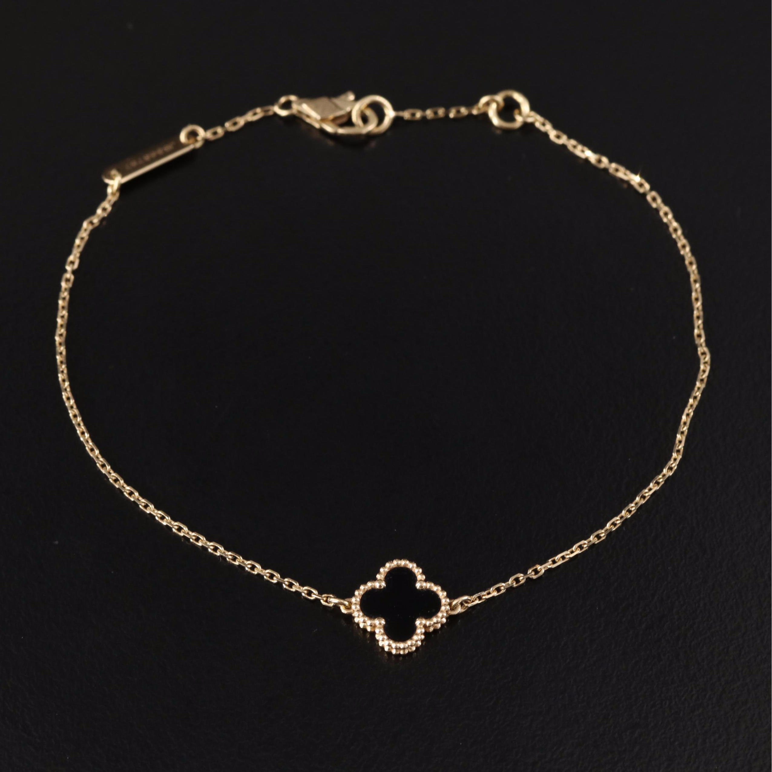 Van Cleef & Arpels Sweet Alhambra 18K Black Onyx Bracelet