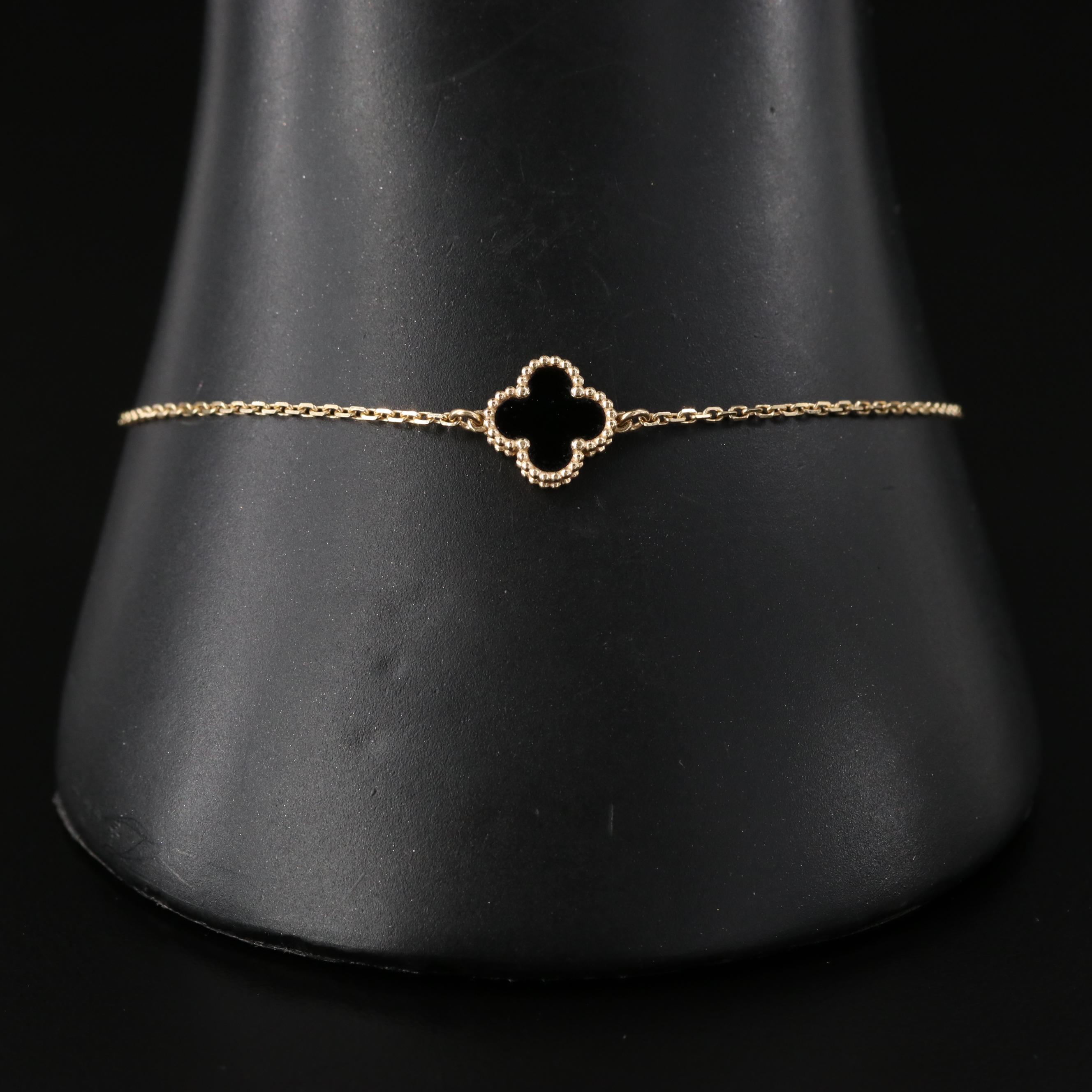 Van Cleef & Arpels Sweet Alhambra 18K Black Onyx Bracelet