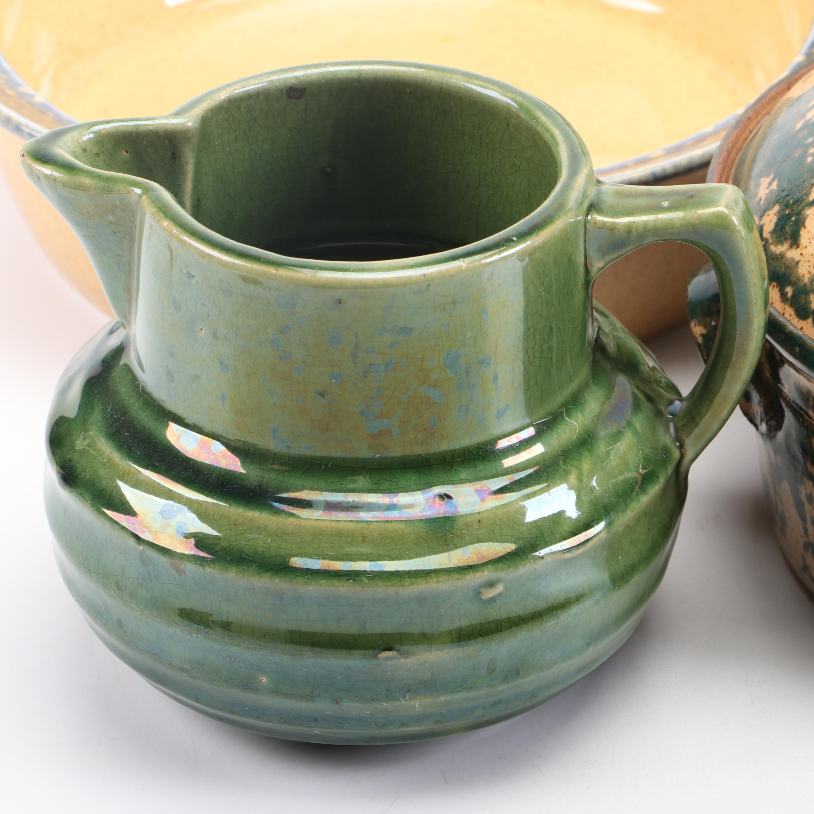 McCoy Pottery Pitcher with Beaumont Brothers Plates and Other Dishes