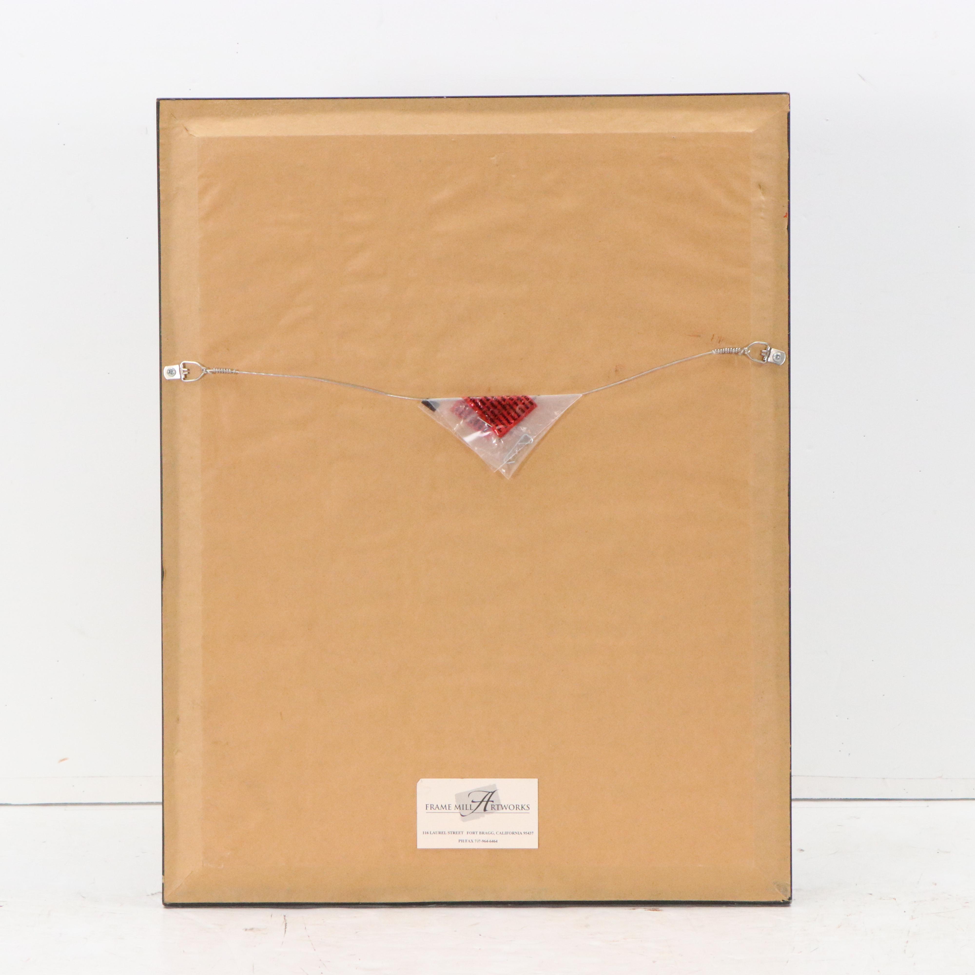 Cityscape Oil Painting of Street Window View of Barber Scene