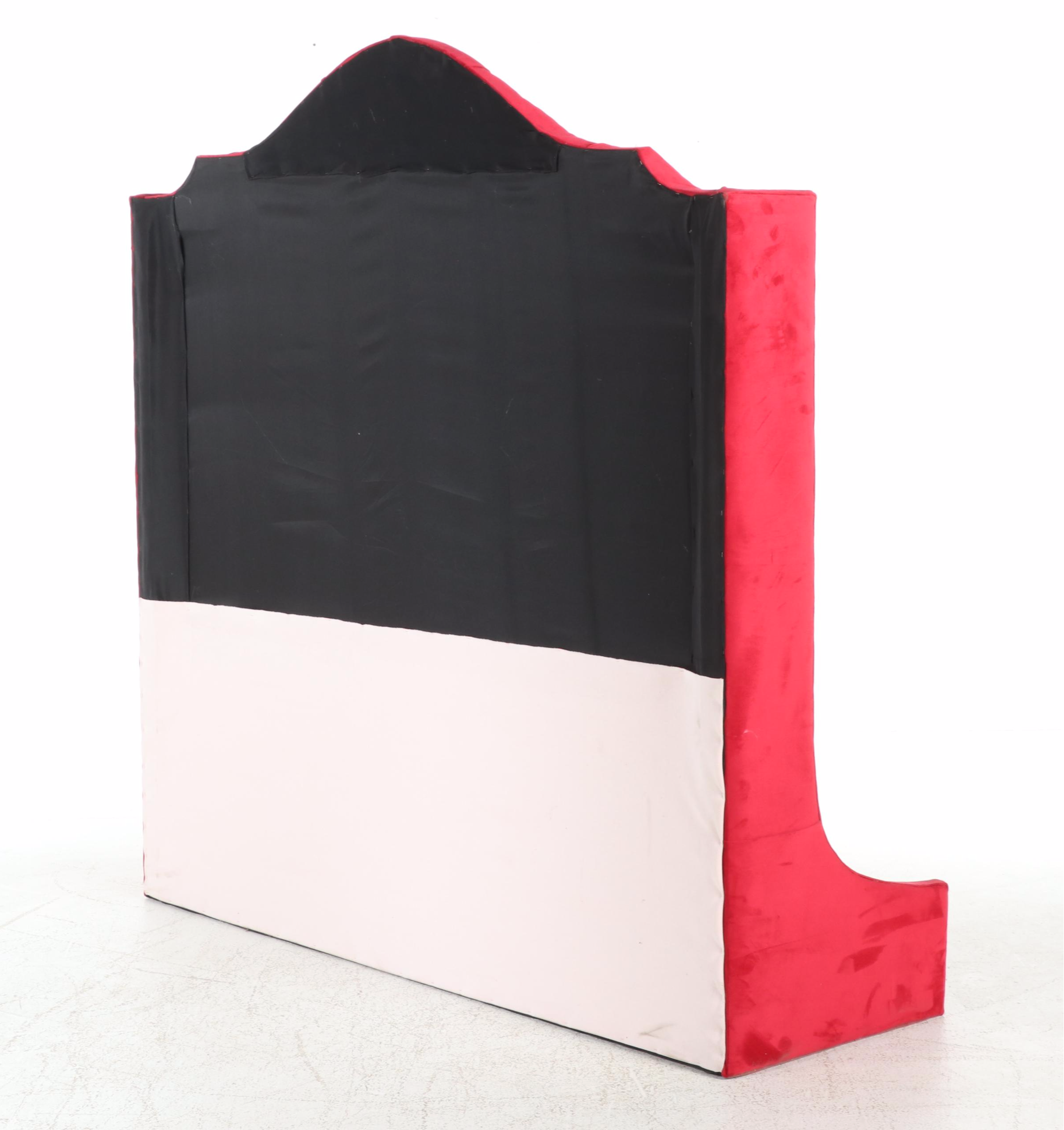 Red Velvet Tufted High Back Bench