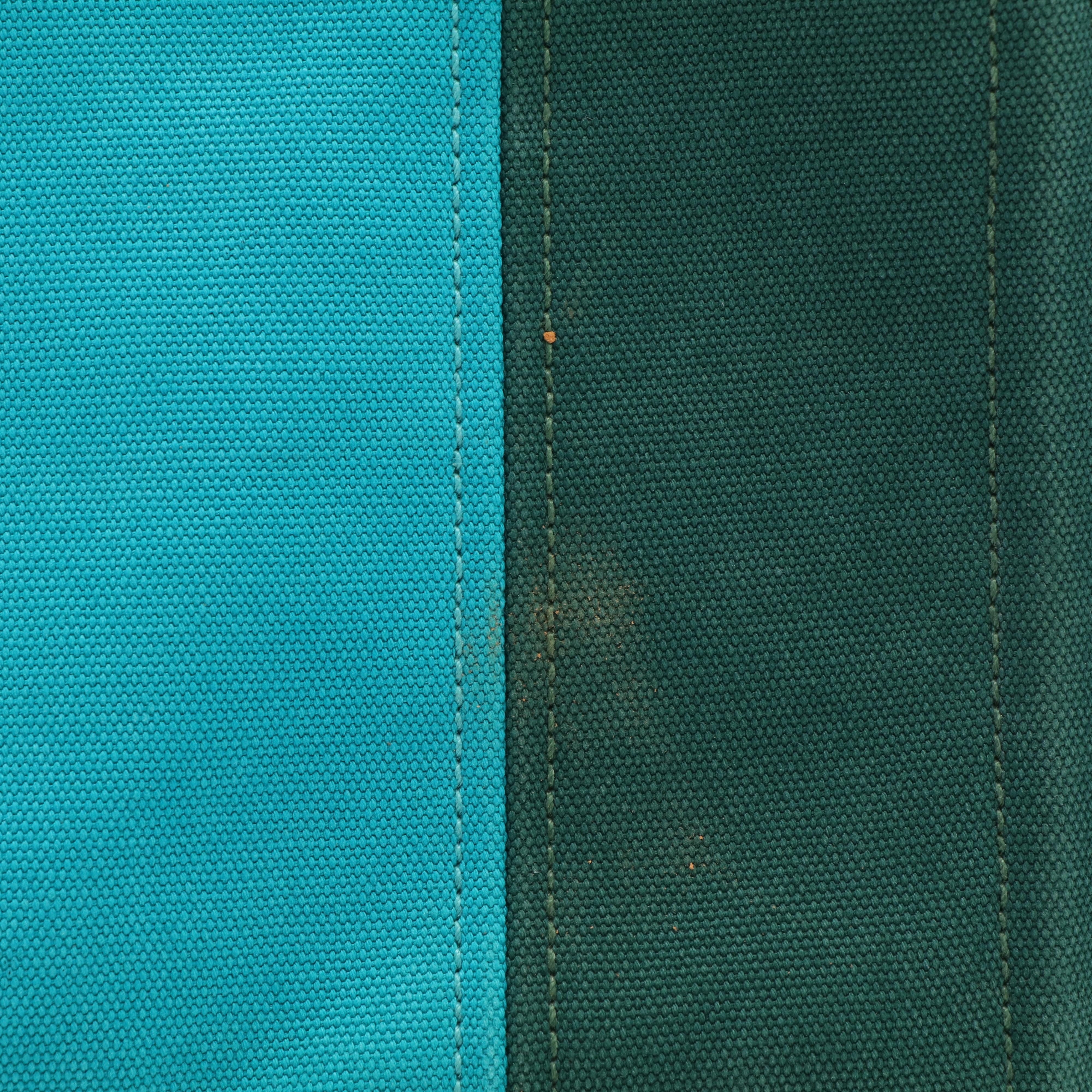 Prada Canapa Logo Emerald Green and Blue Canvas Tote Bag