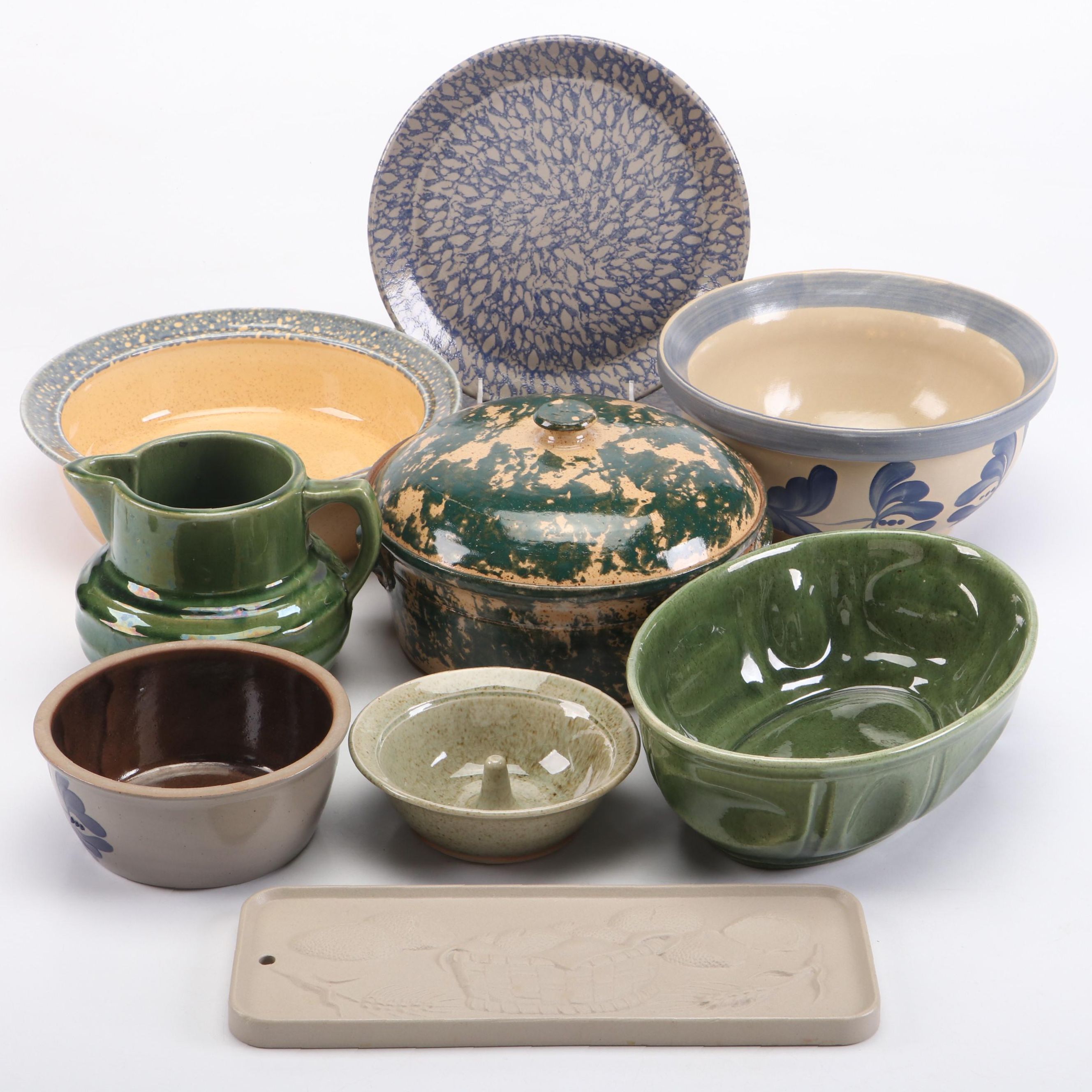 McCoy Pottery Pitcher with Beaumont Brothers Plates and Other Dishes