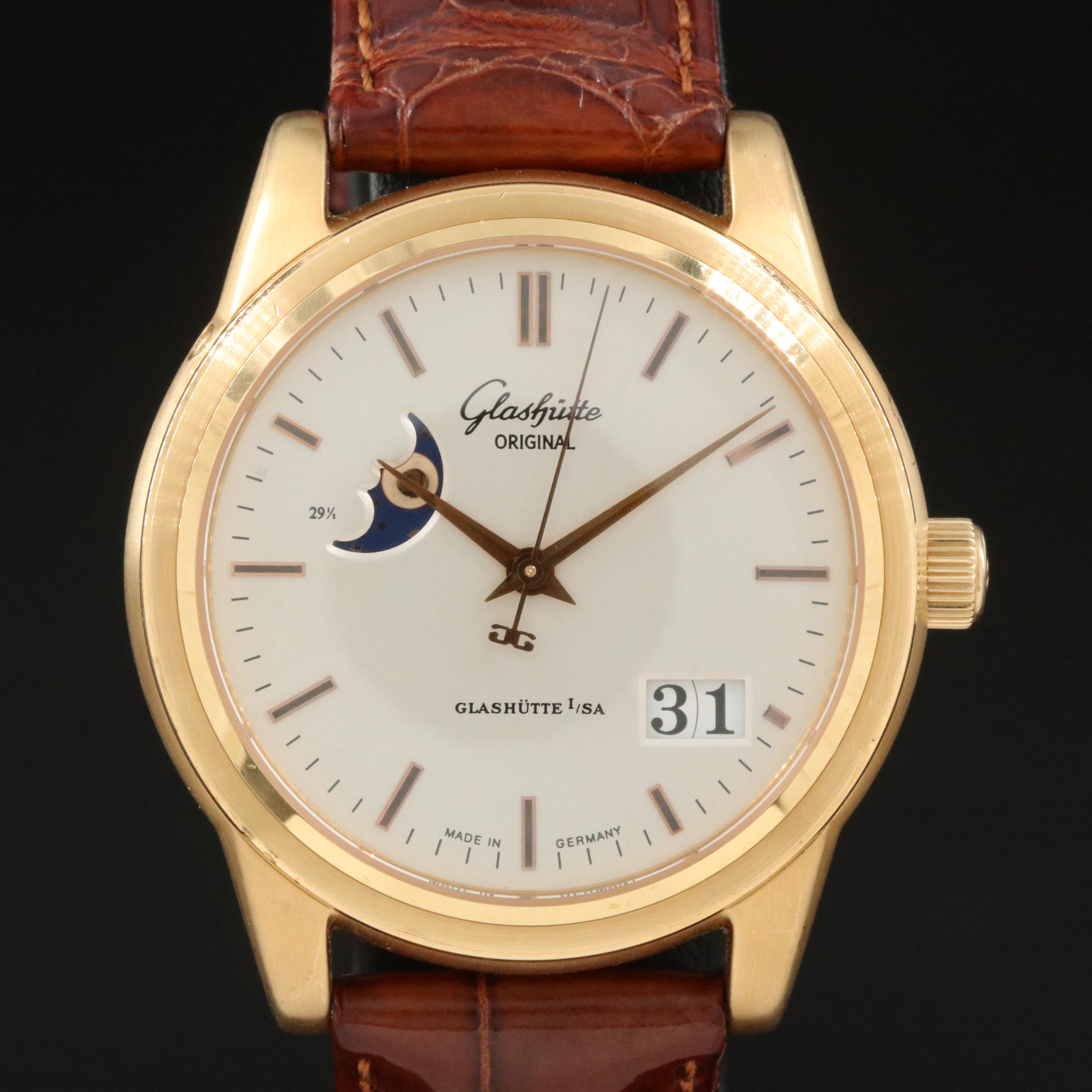 18K Glashütte Original Senator Panorama Date Moon Phase Watch