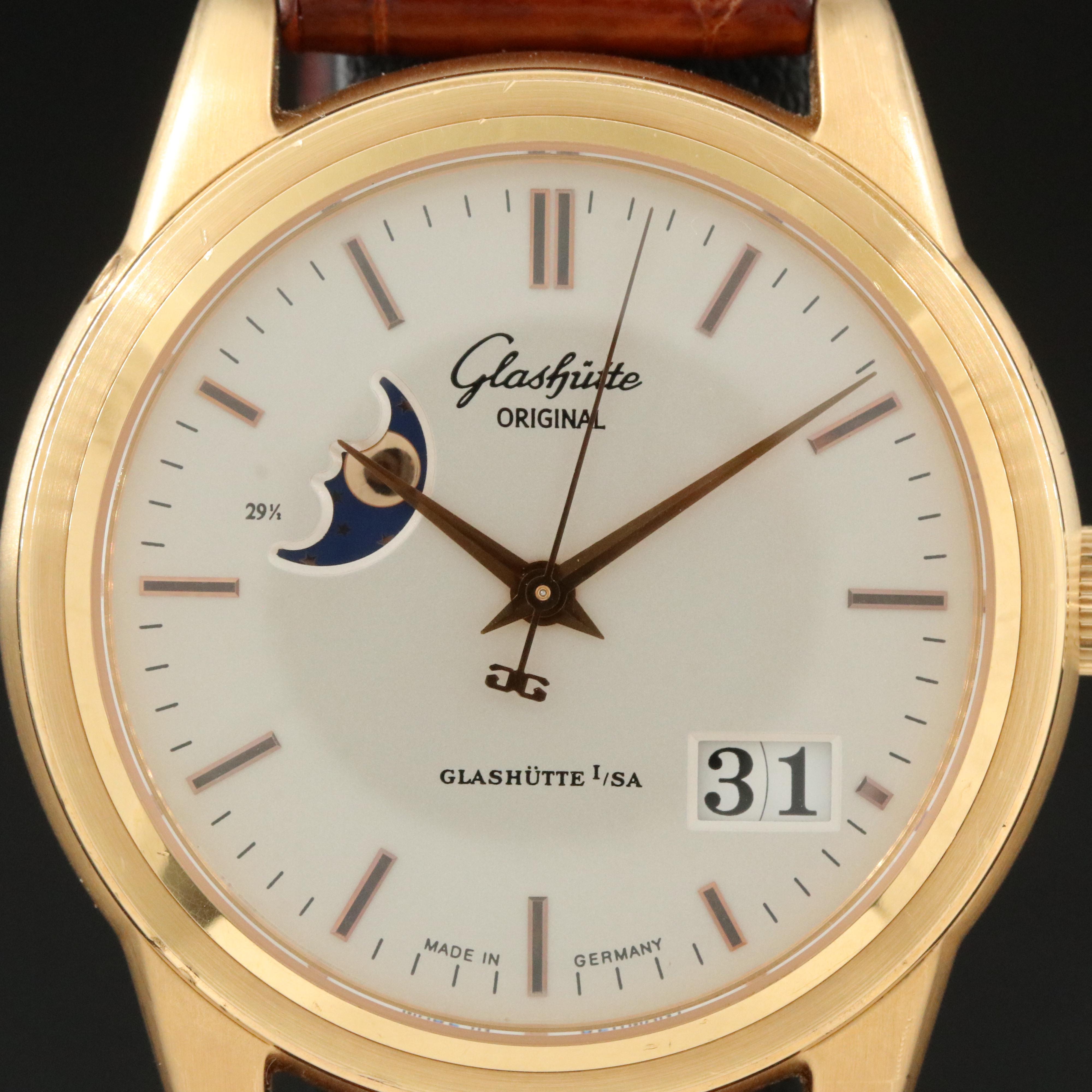 18K Glashütte Original Senator Panorama Date Moon Phase Watch