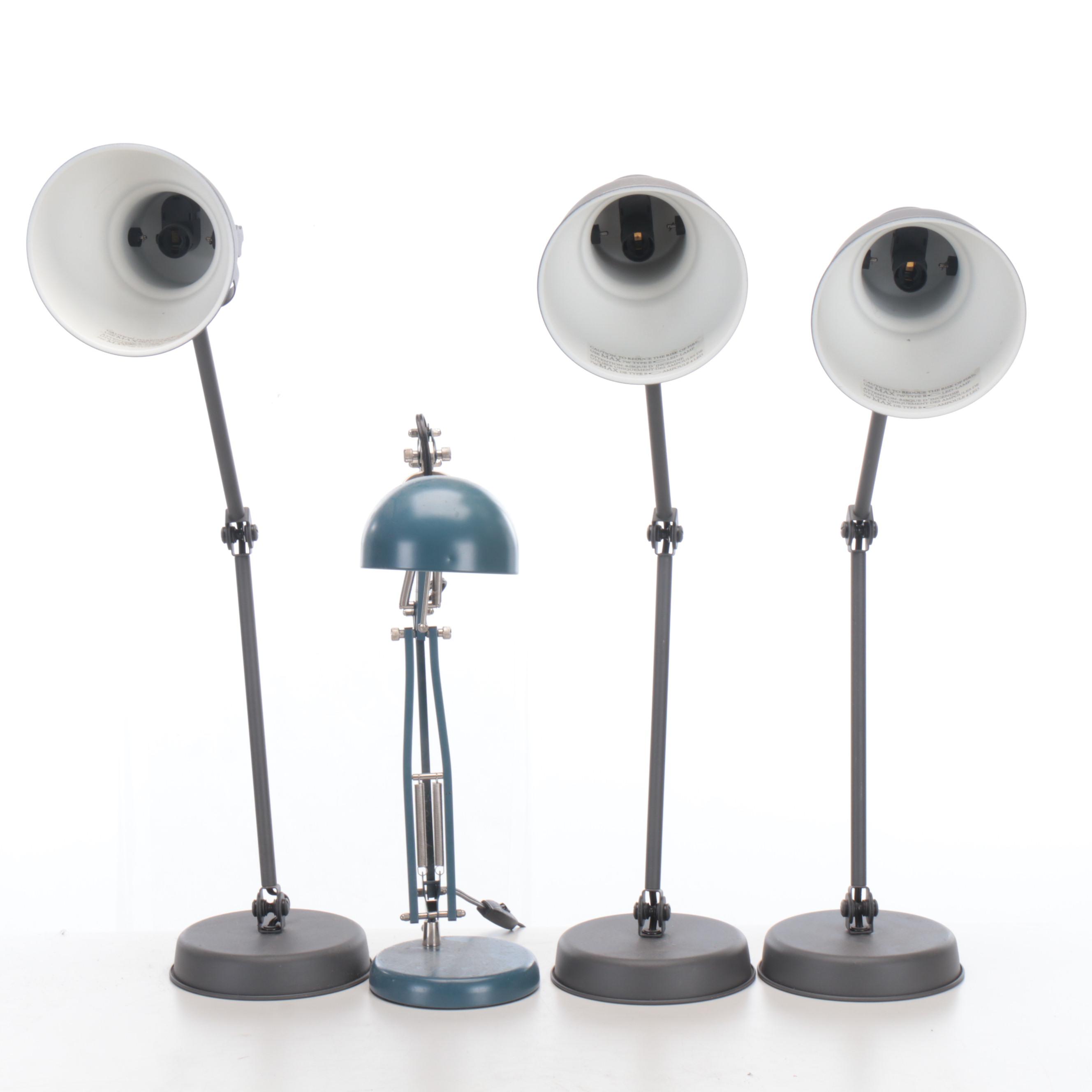 IKEA "Hektar" Gunmetal Grey and "Forsa" Blue Cantilever Desk Lamps