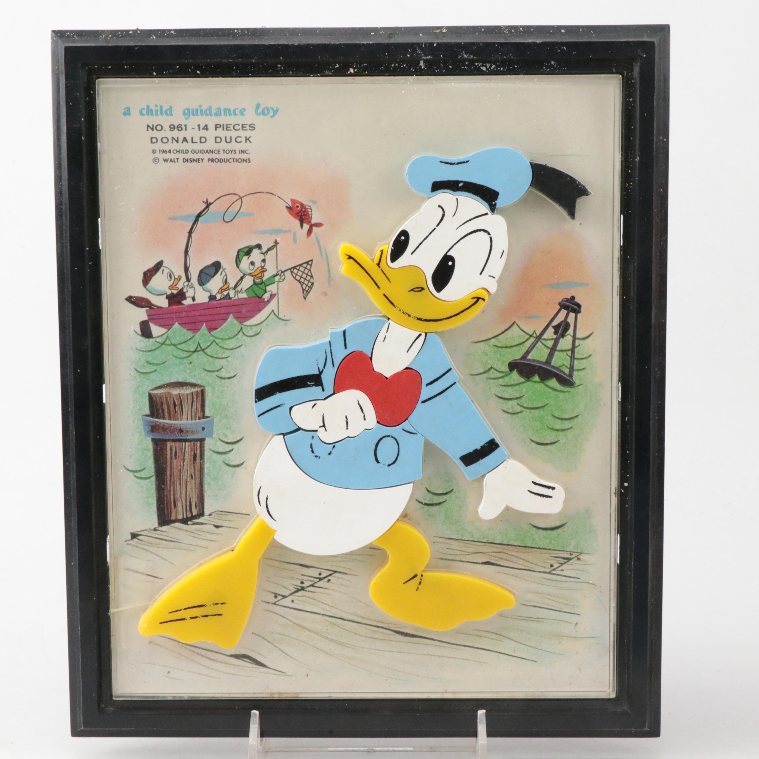 Child Guidance Toys "Donald Duck" Framed Puzzle with More Duck-Themed Décor