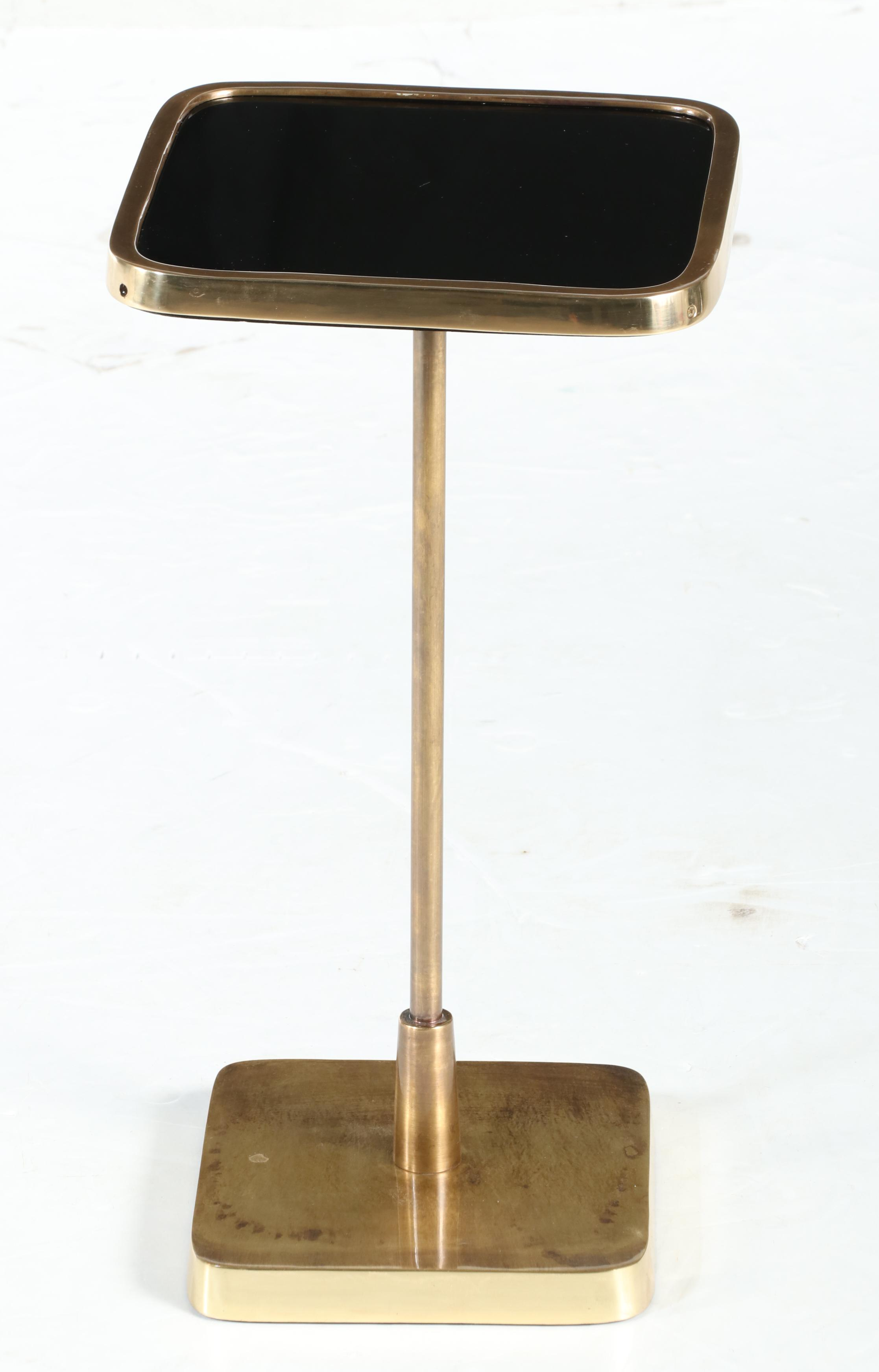 Arteriors "Kaela" Modernist Style Brass and Glass Square Accent Table