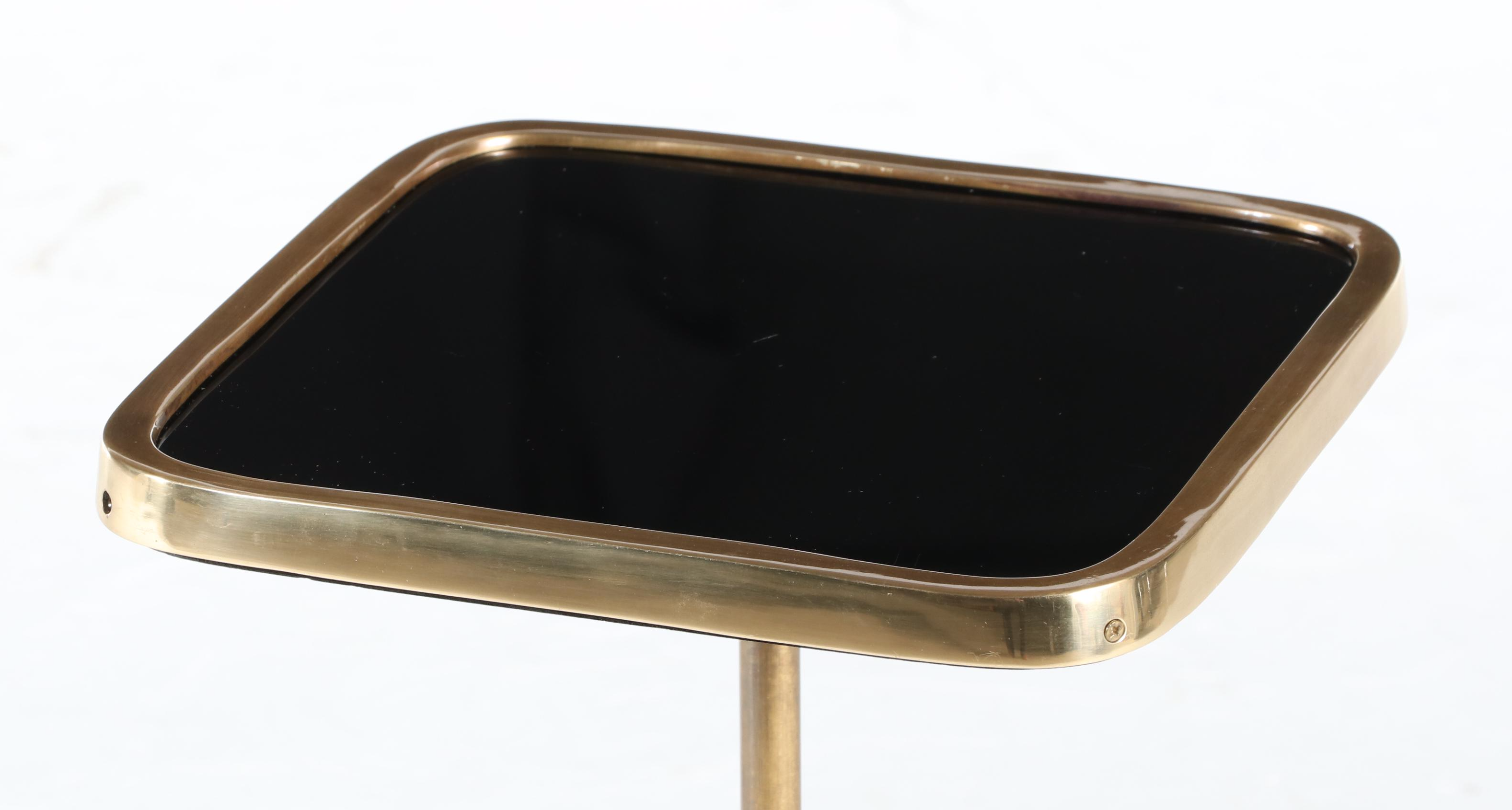 Arteriors "Kaela" Modernist Style Brass and Glass Square Accent Table