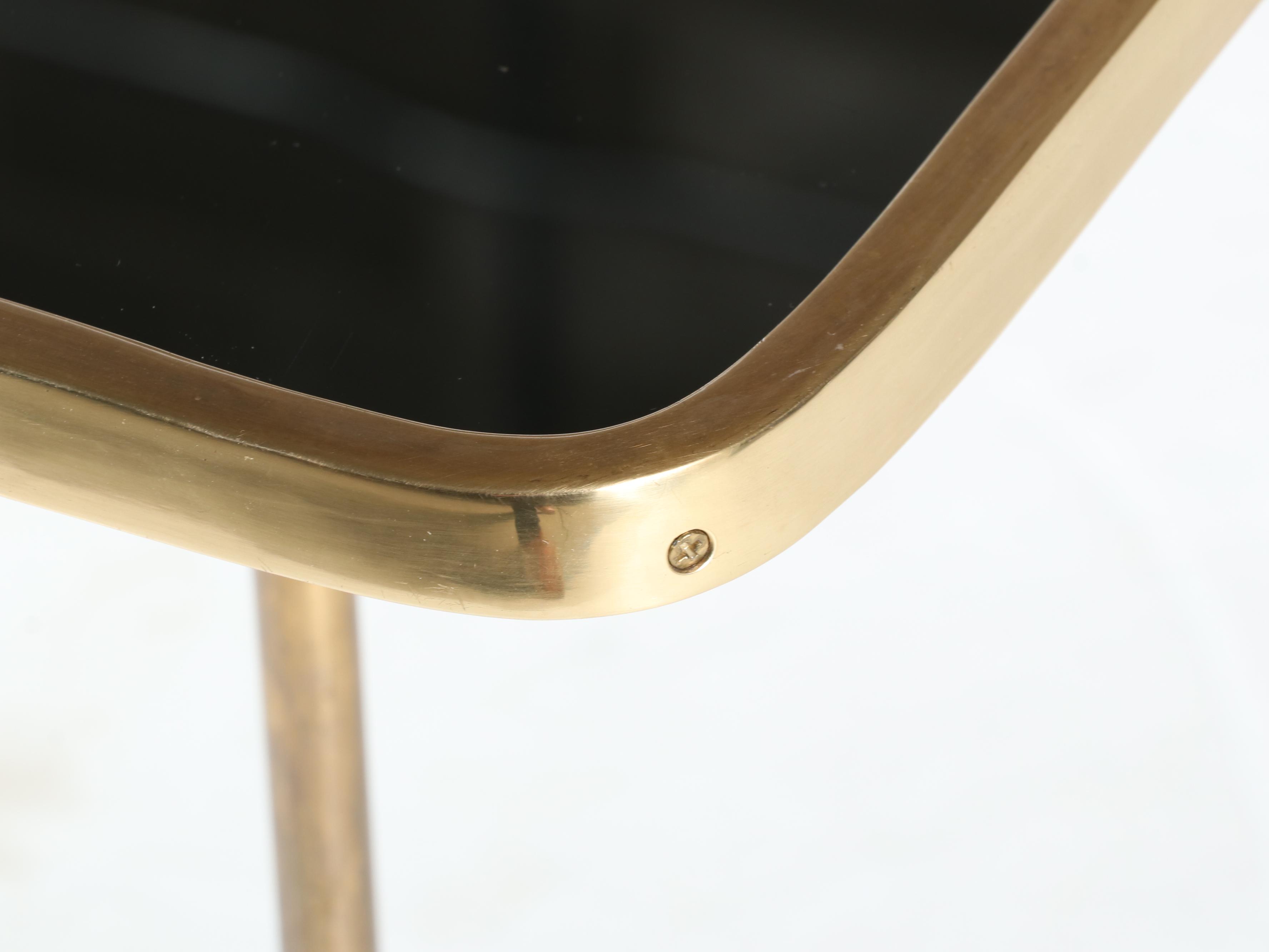 Arteriors "Kaela" Modernist Style Brass and Glass Square Accent Table