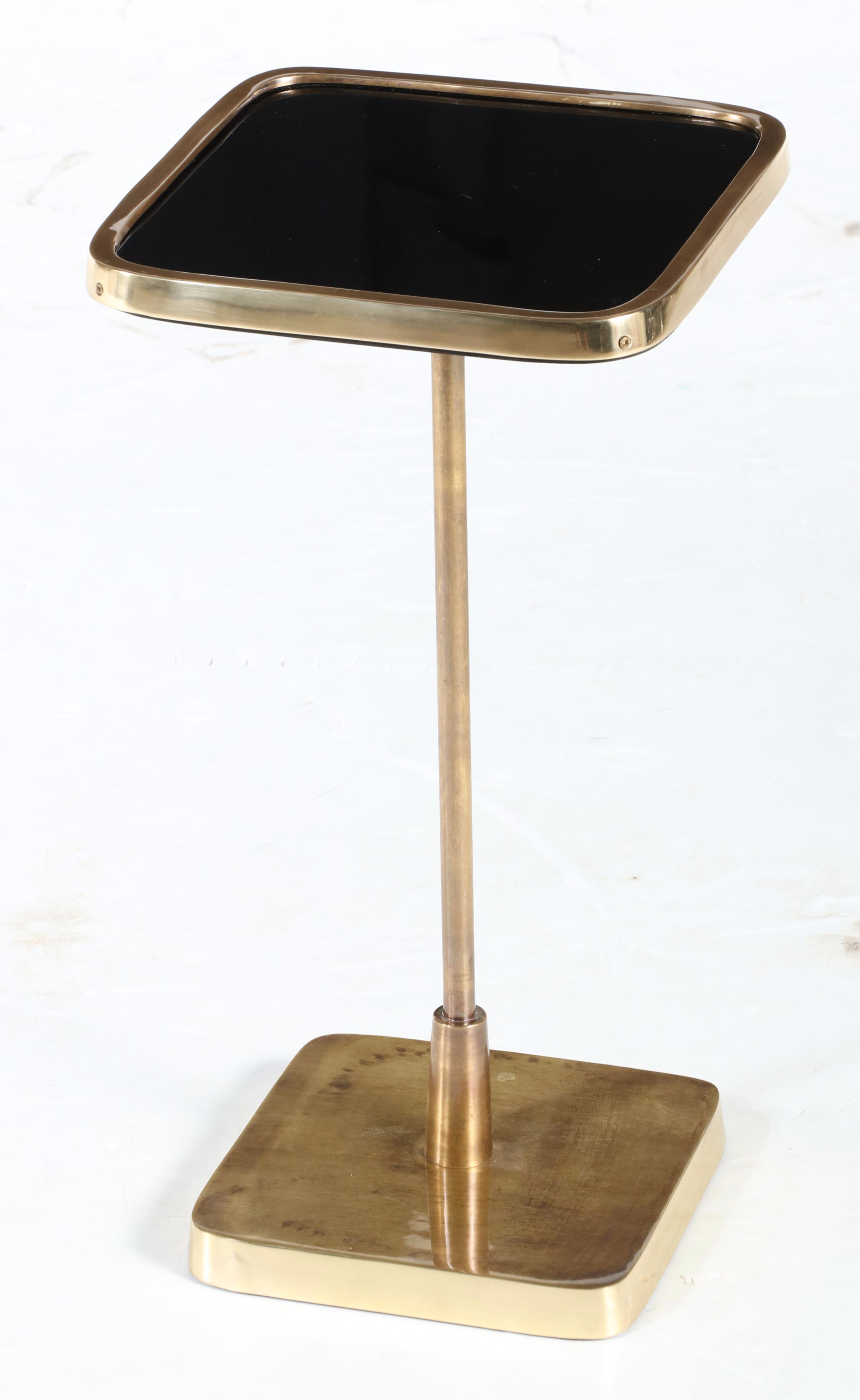Arteriors "Kaela" Modernist Style Brass and Glass Square Accent Table