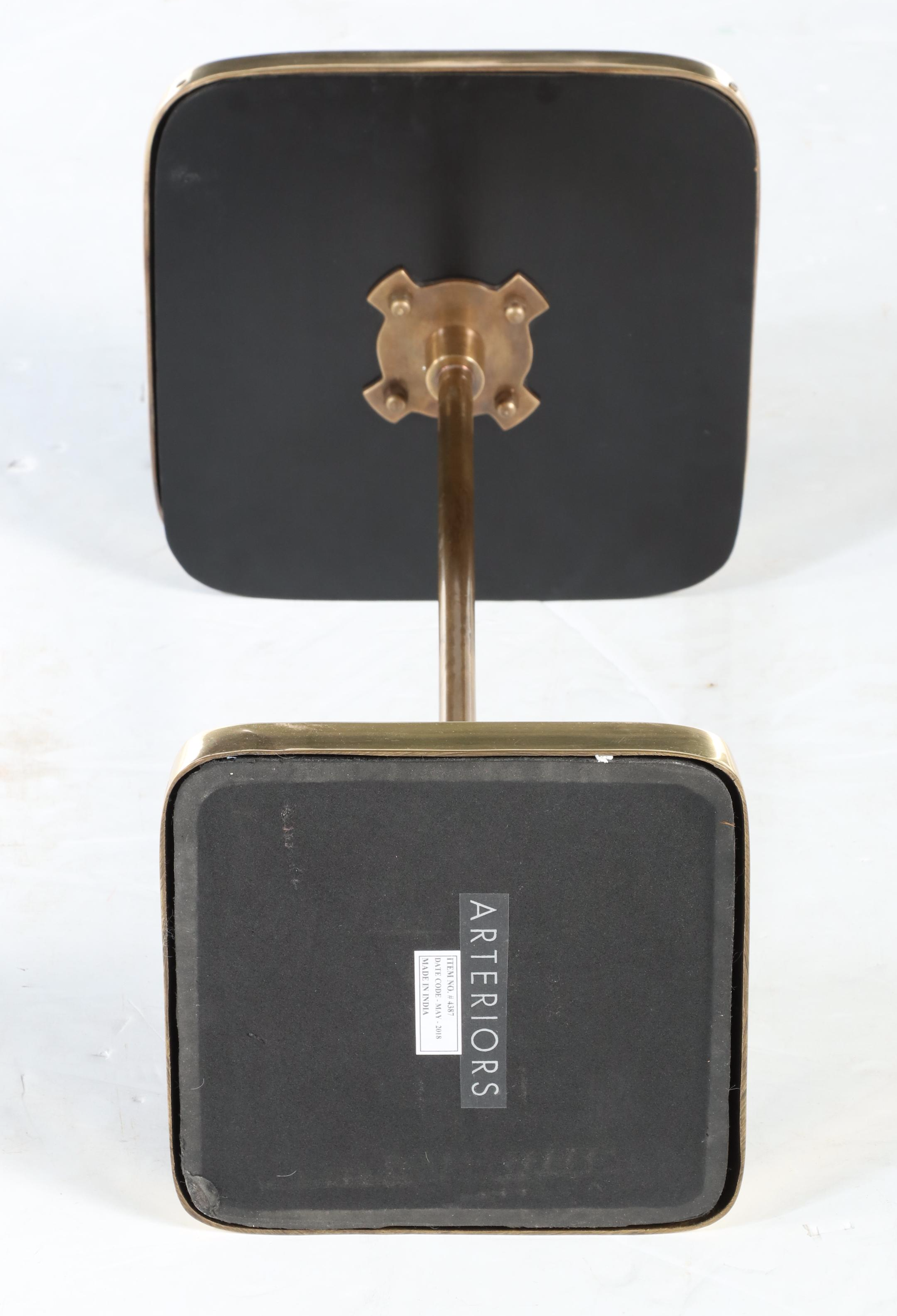 Arteriors "Kaela" Modernist Style Brass and Glass Square Accent Table