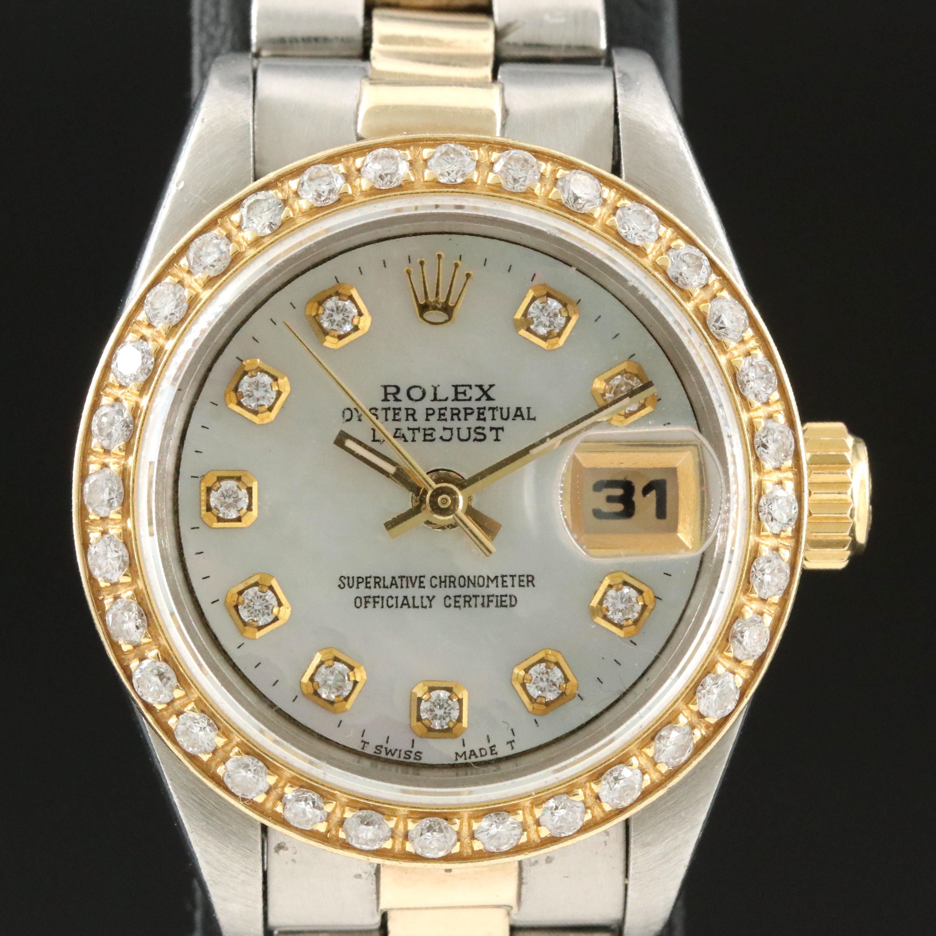 1993 Rolex Custom Diamond Dial and Bezel Datejust Watch