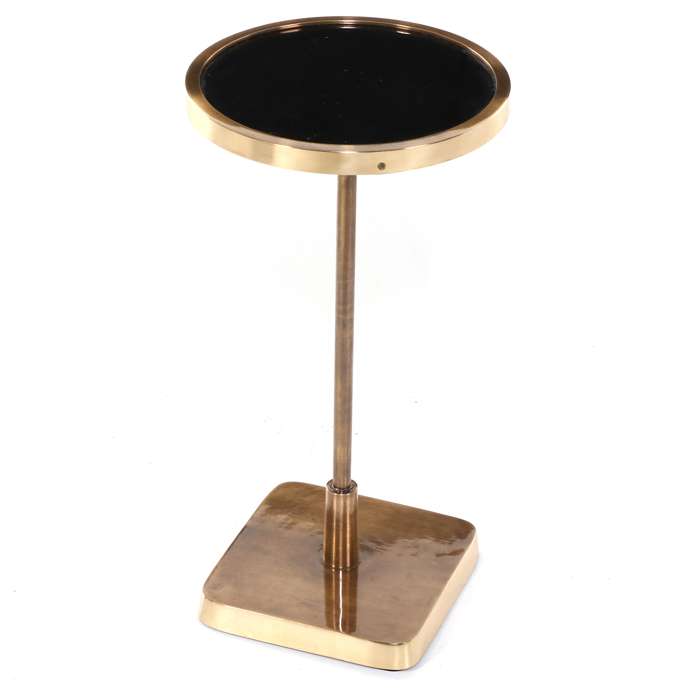 Arteries "Kaela" Modernist Style Brass and Glass Round Accent Table
