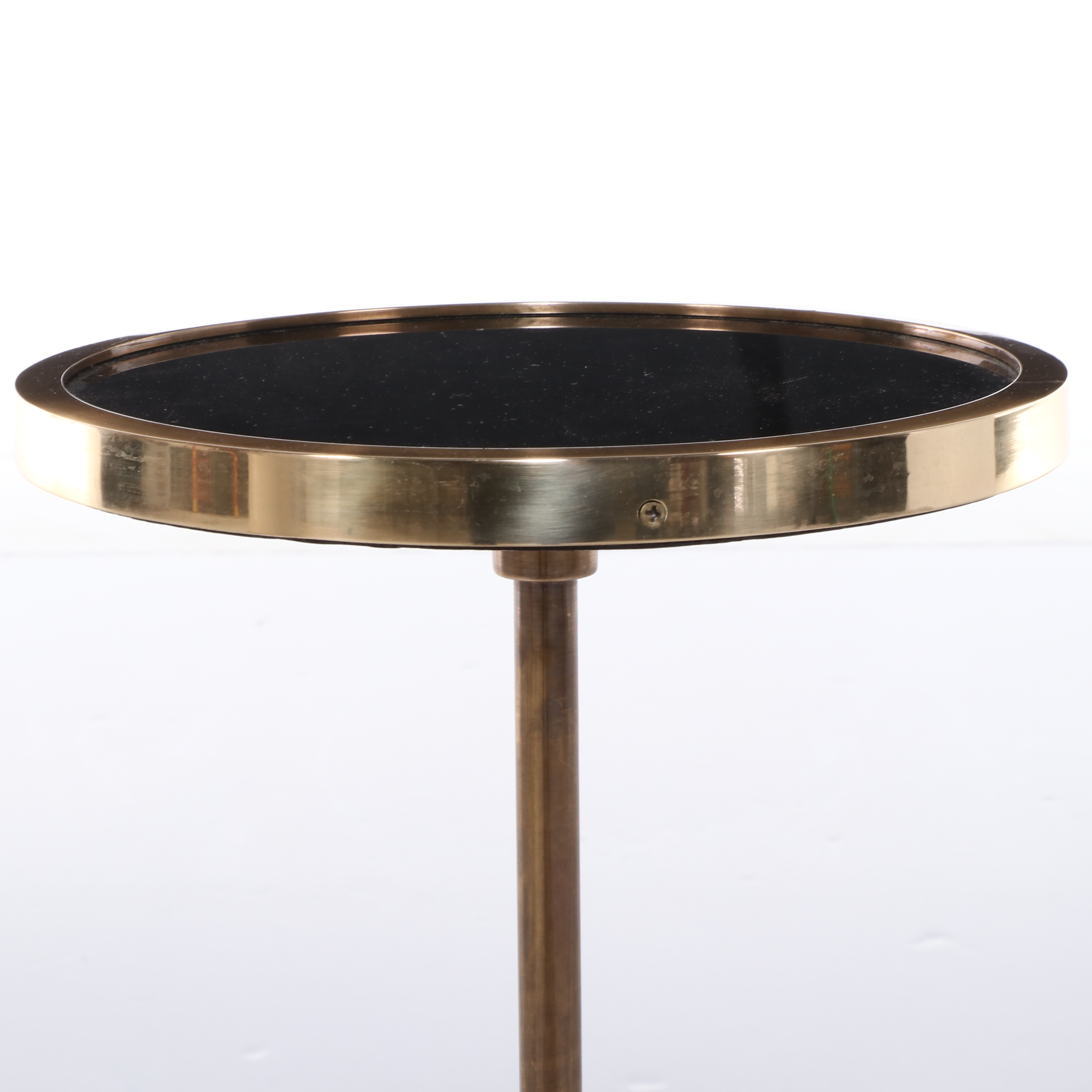 Arteries "Kaela" Modernist Style Brass and Glass Round Accent Table