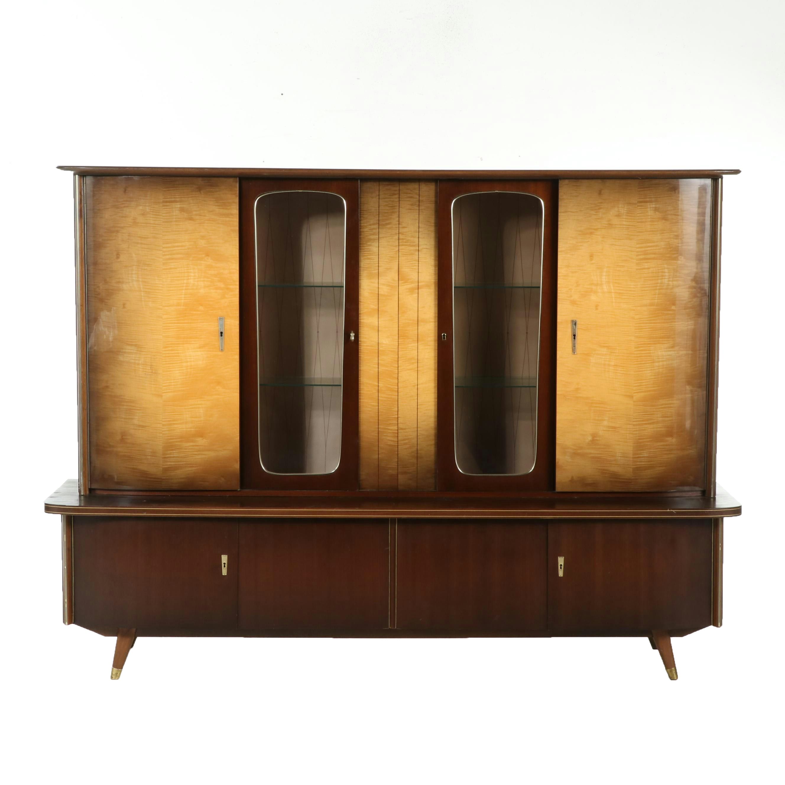 German Mid Century Modern Style Wooden Highboard