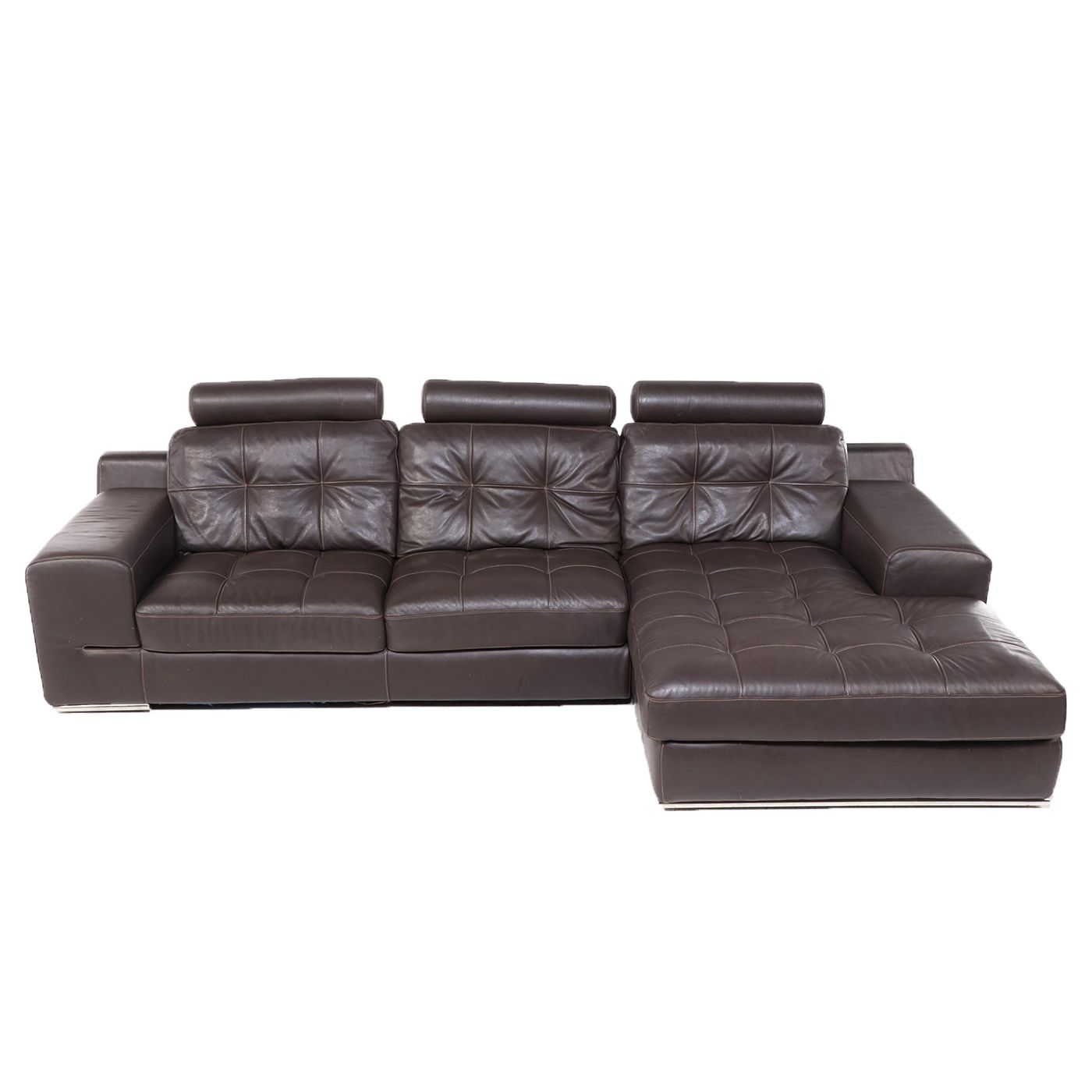 Contemporary Brown Leather Sectional Sofa