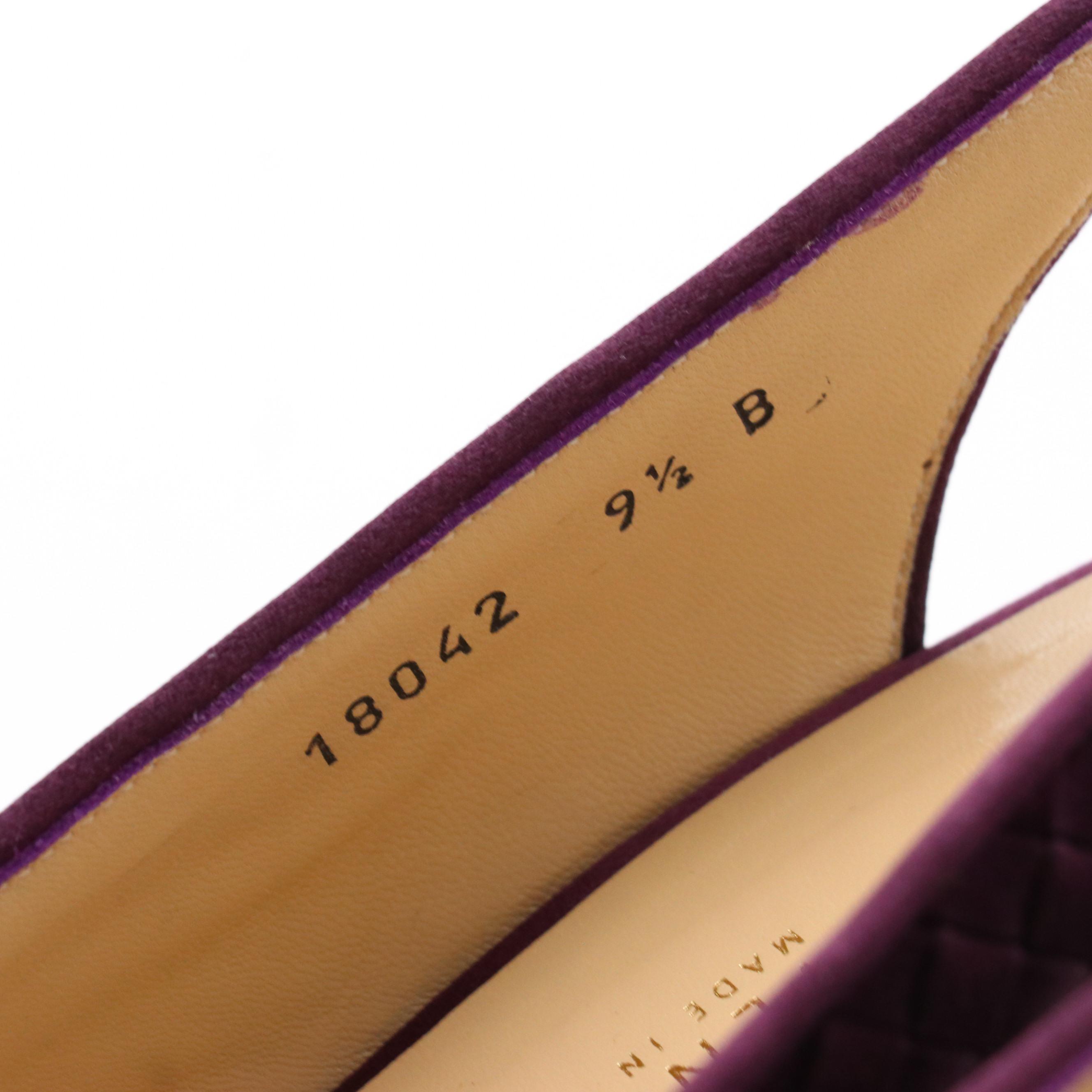Bottega Veneta Eggplant Purple Intrecciato Silk Satin Slingback Heels in Box