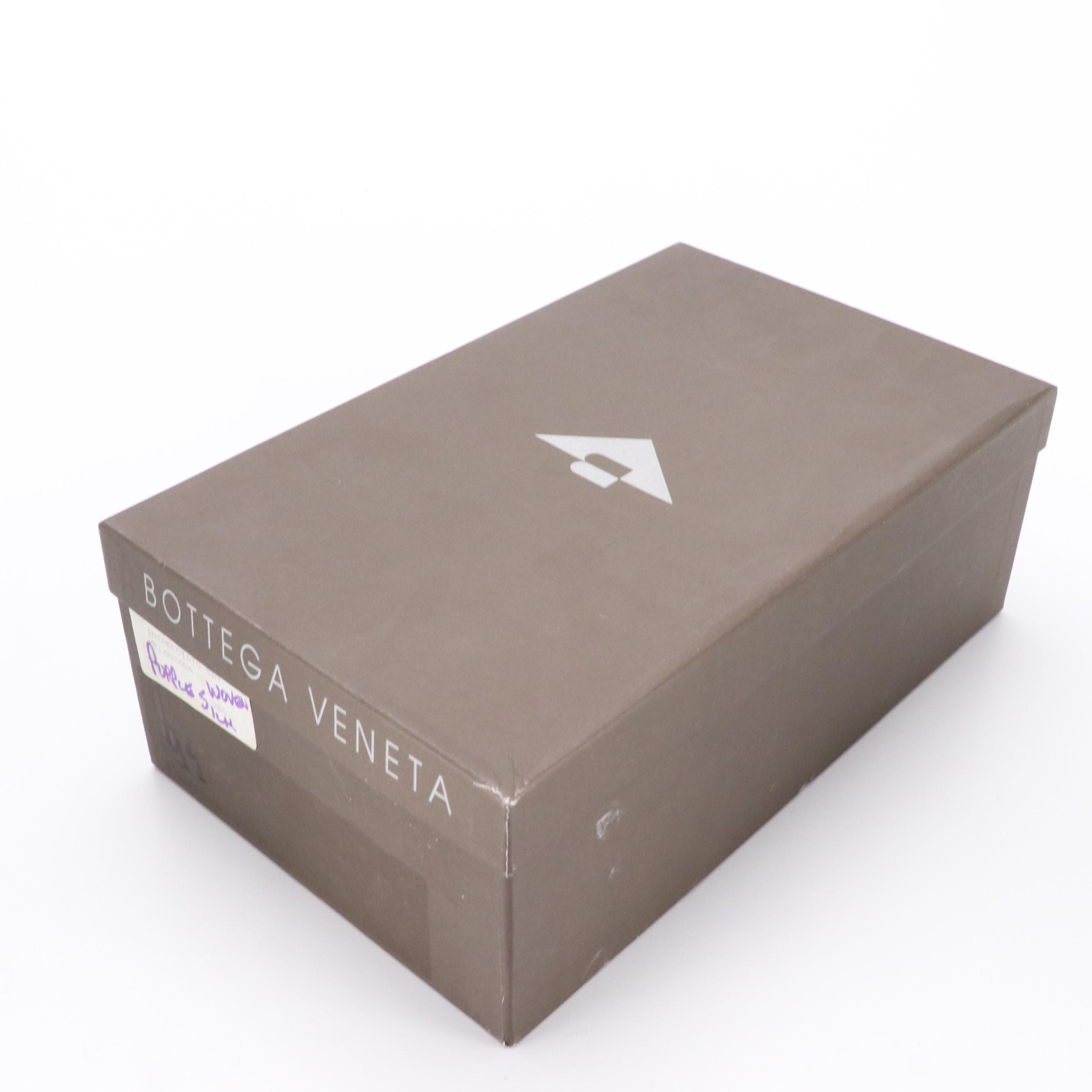 Bottega Veneta Eggplant Purple Intrecciato Silk Satin Slingback Heels in Box