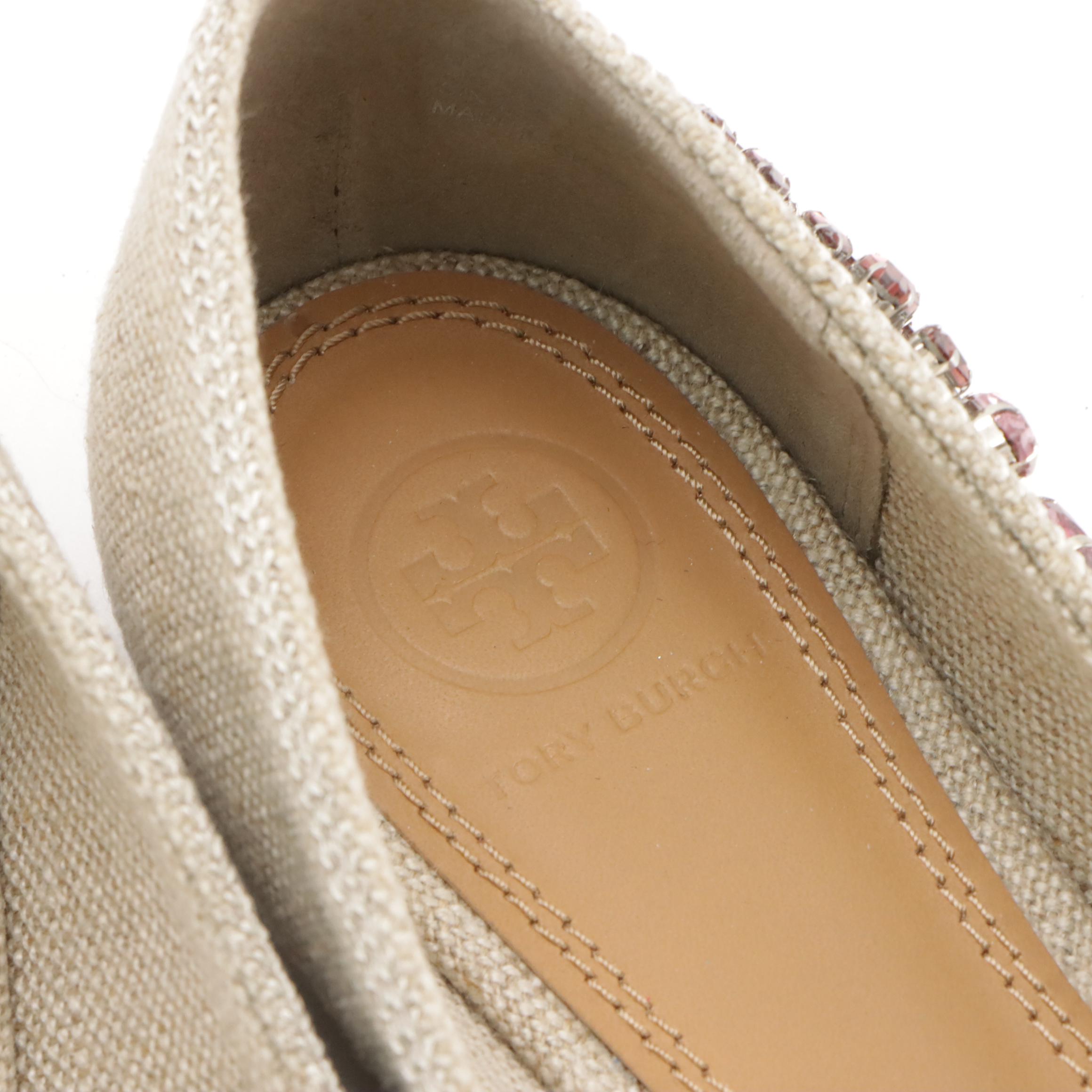 Tory Burch Vanessa's in Black Leather and Meadow Embellished Pointed-Toe Flats