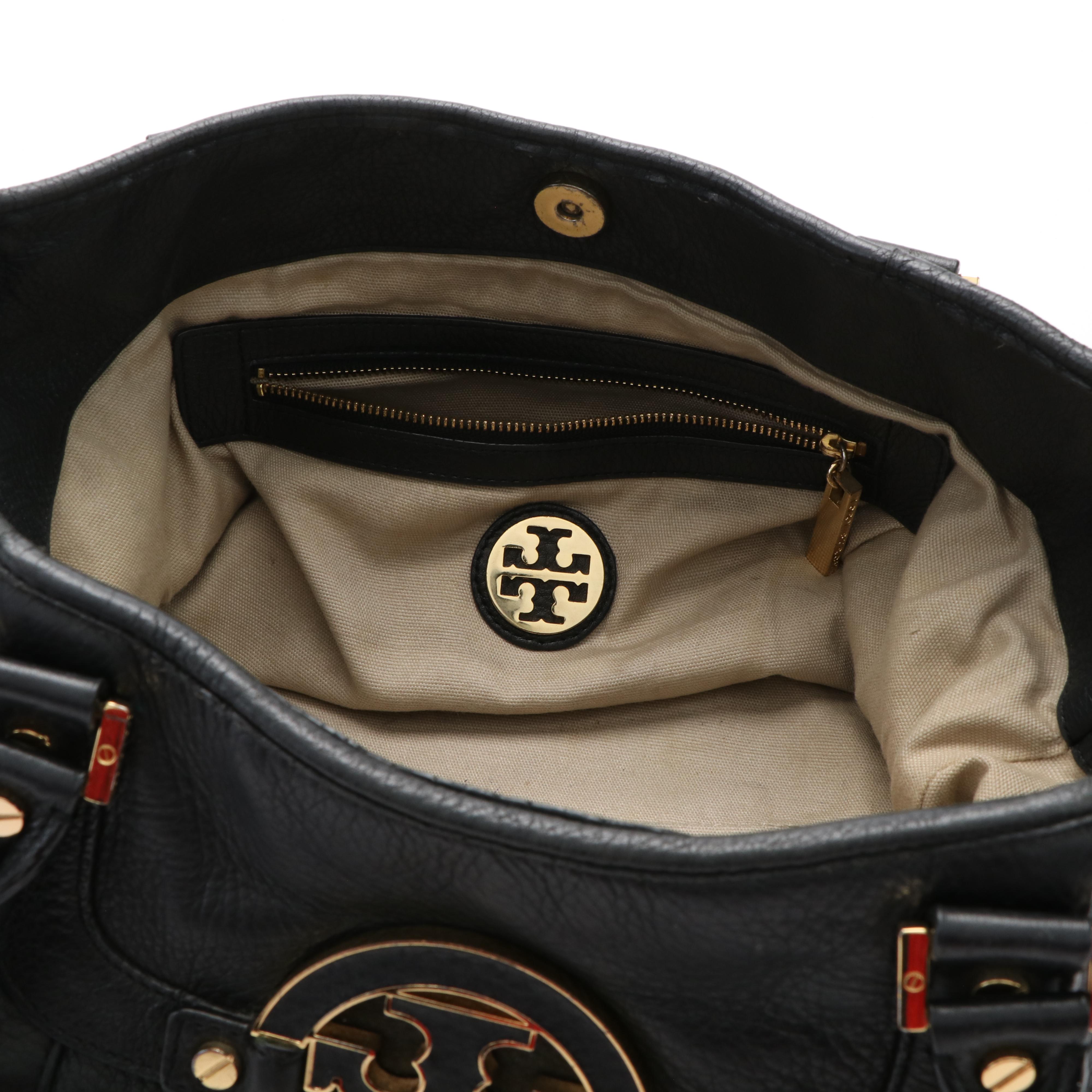 Tory Burch Amanda Black Leather Satchel