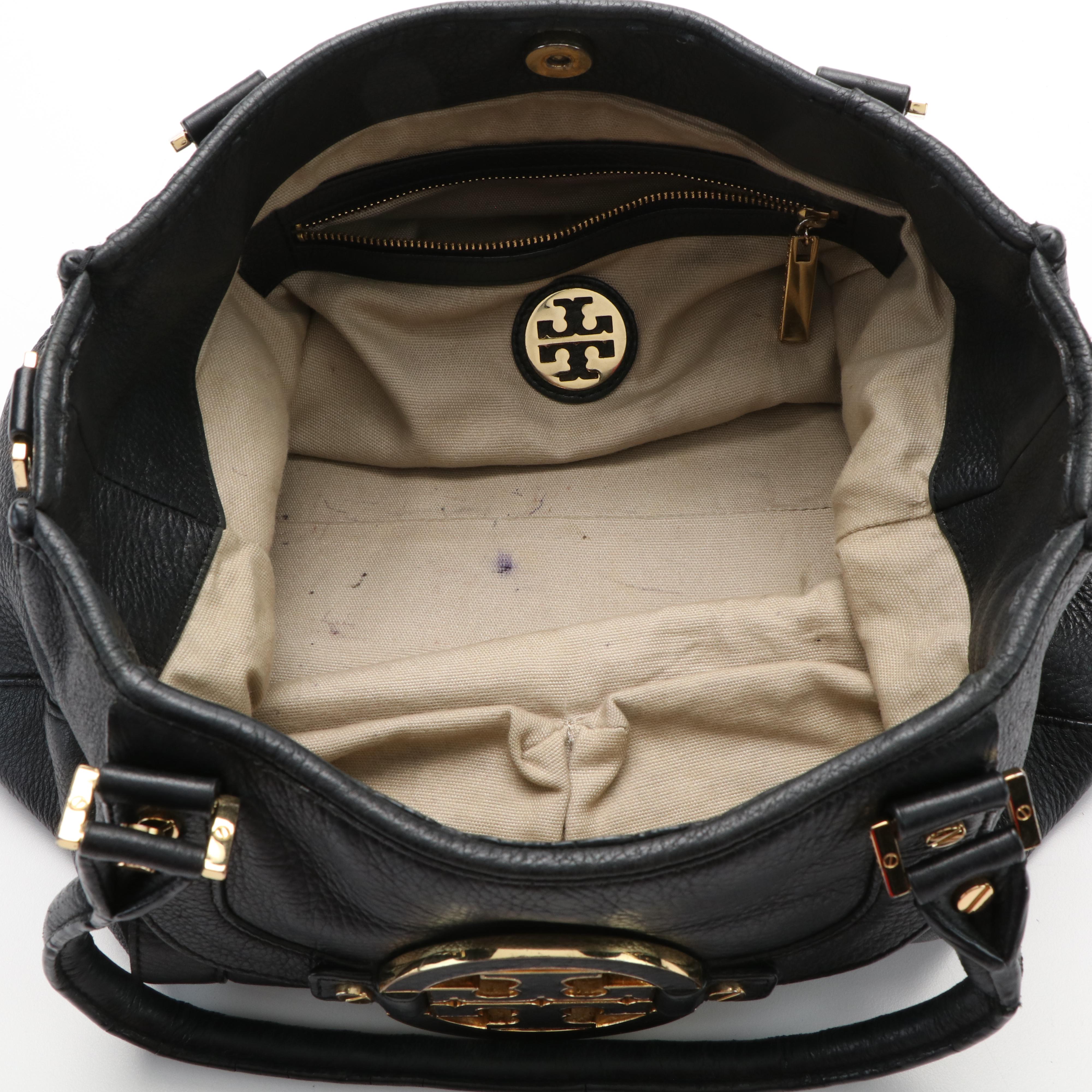 Tory Burch Amanda Black Leather Satchel
