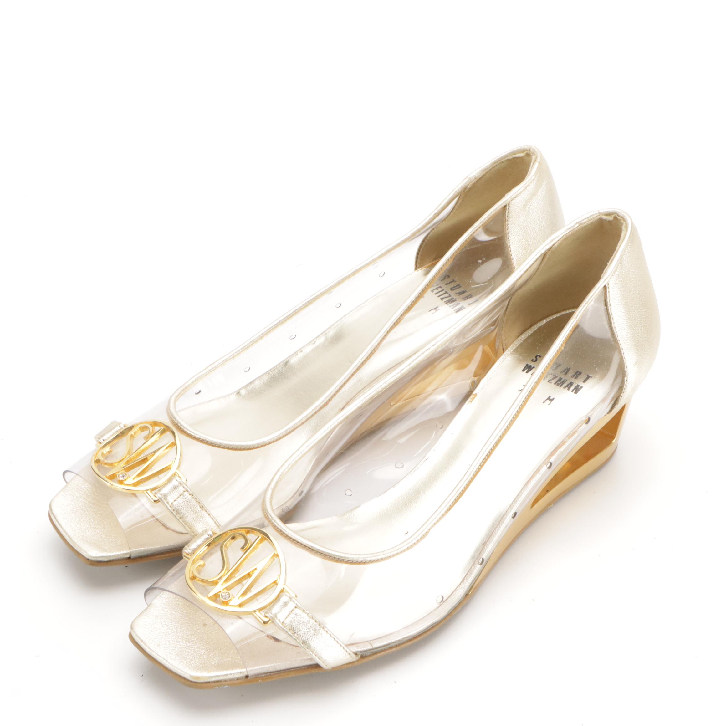 Stuart Weitzman Clear Vinyl Wedges, Studded Suede Pumps & Animal Print Sandals