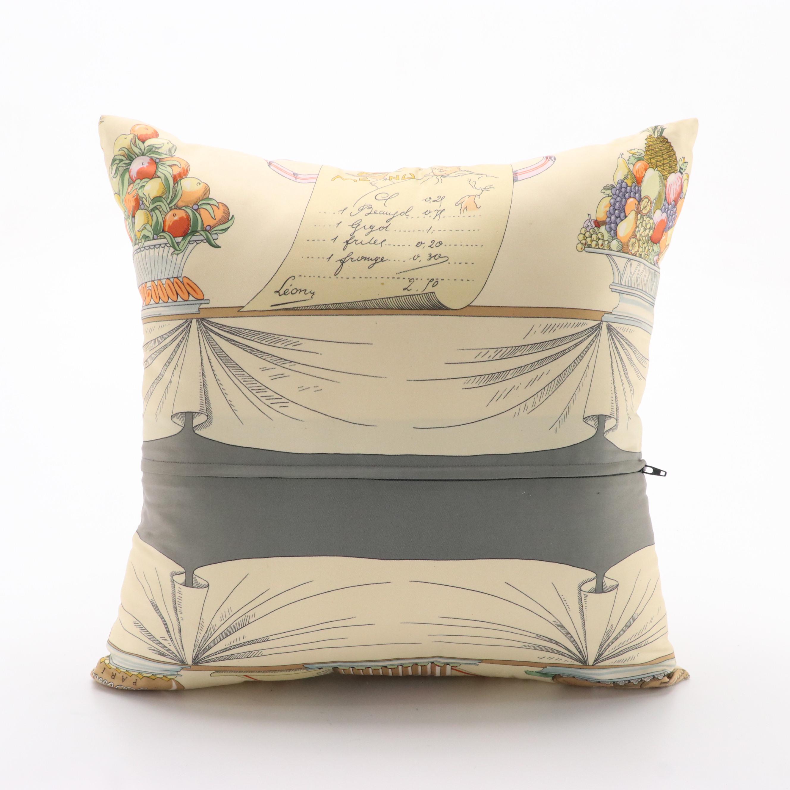 Hermès "A La Gloire de La Cuisine Française" Silk Scarf Accent Pillow