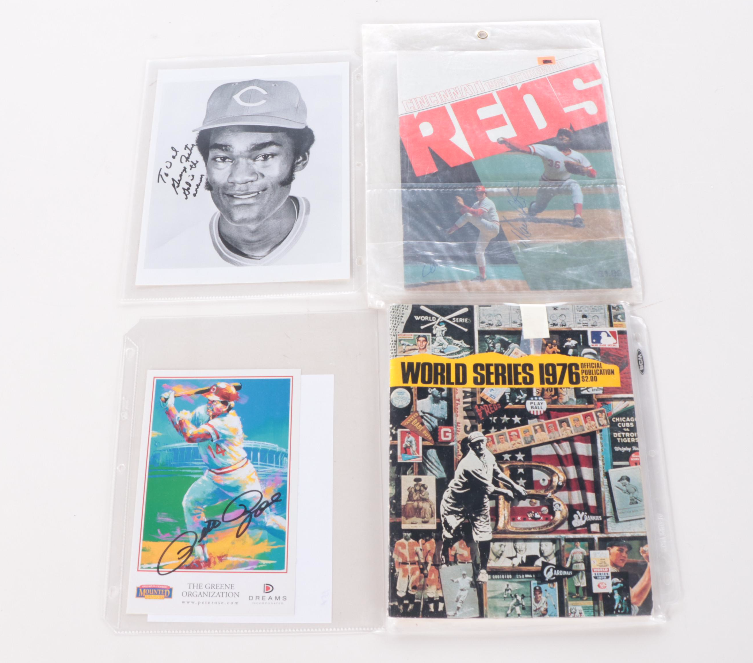 1976 and 1975 Cincinnati Reds Championship Pennants with Scorecards and More