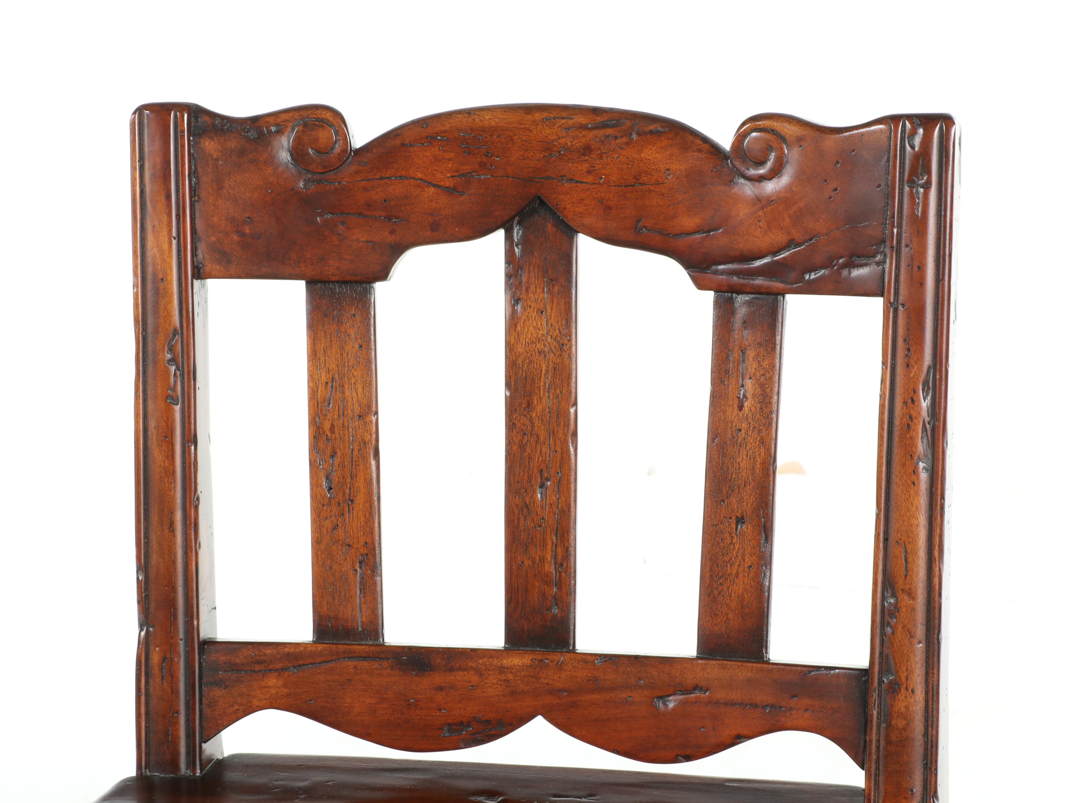 Pair of Theodore Alexander "Castle Bromwich" Reclaimed Wood Bar Stools