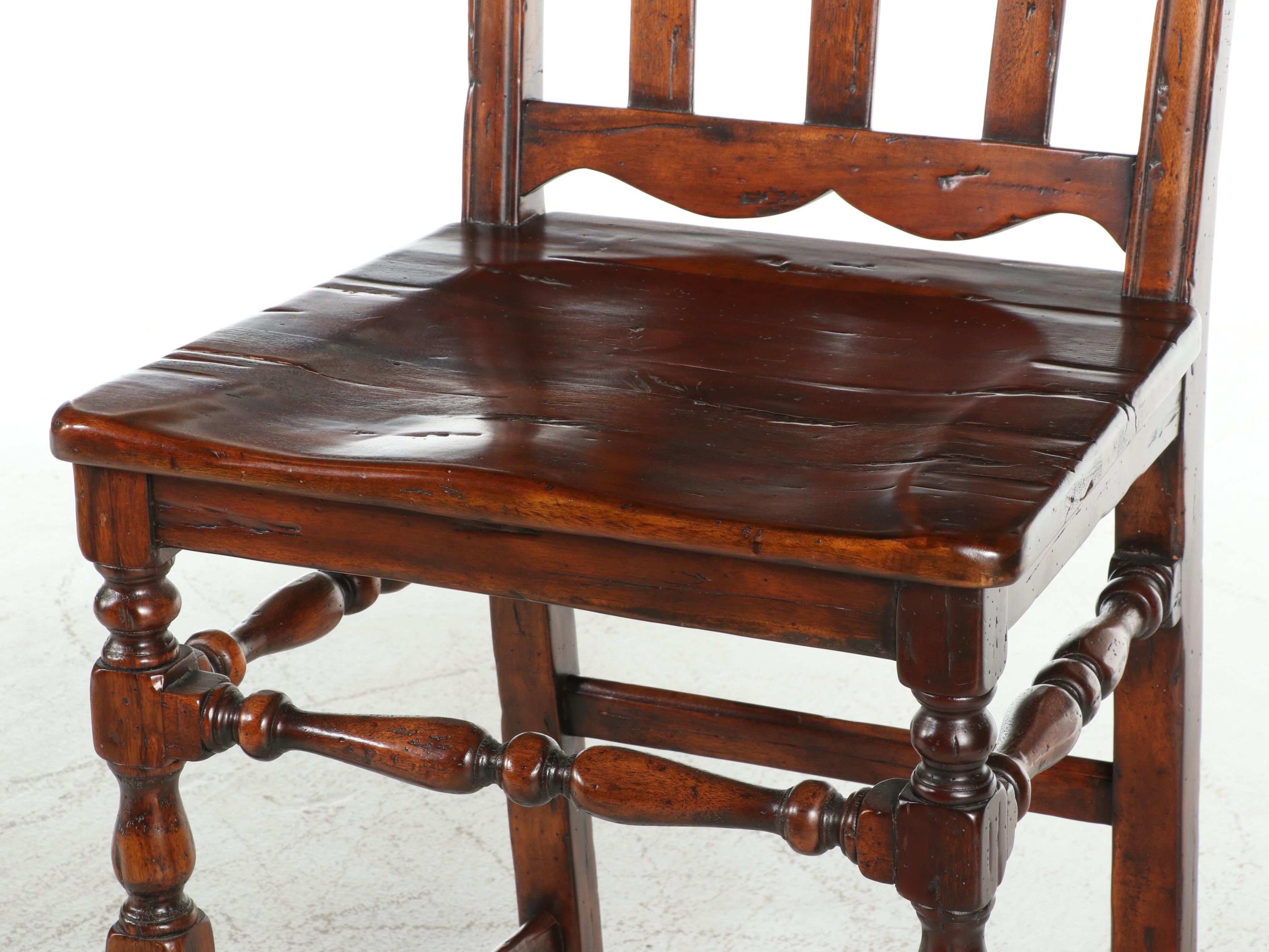 Pair of Theodore Alexander "Castle Bromwich" Reclaimed Wood Bar Stools