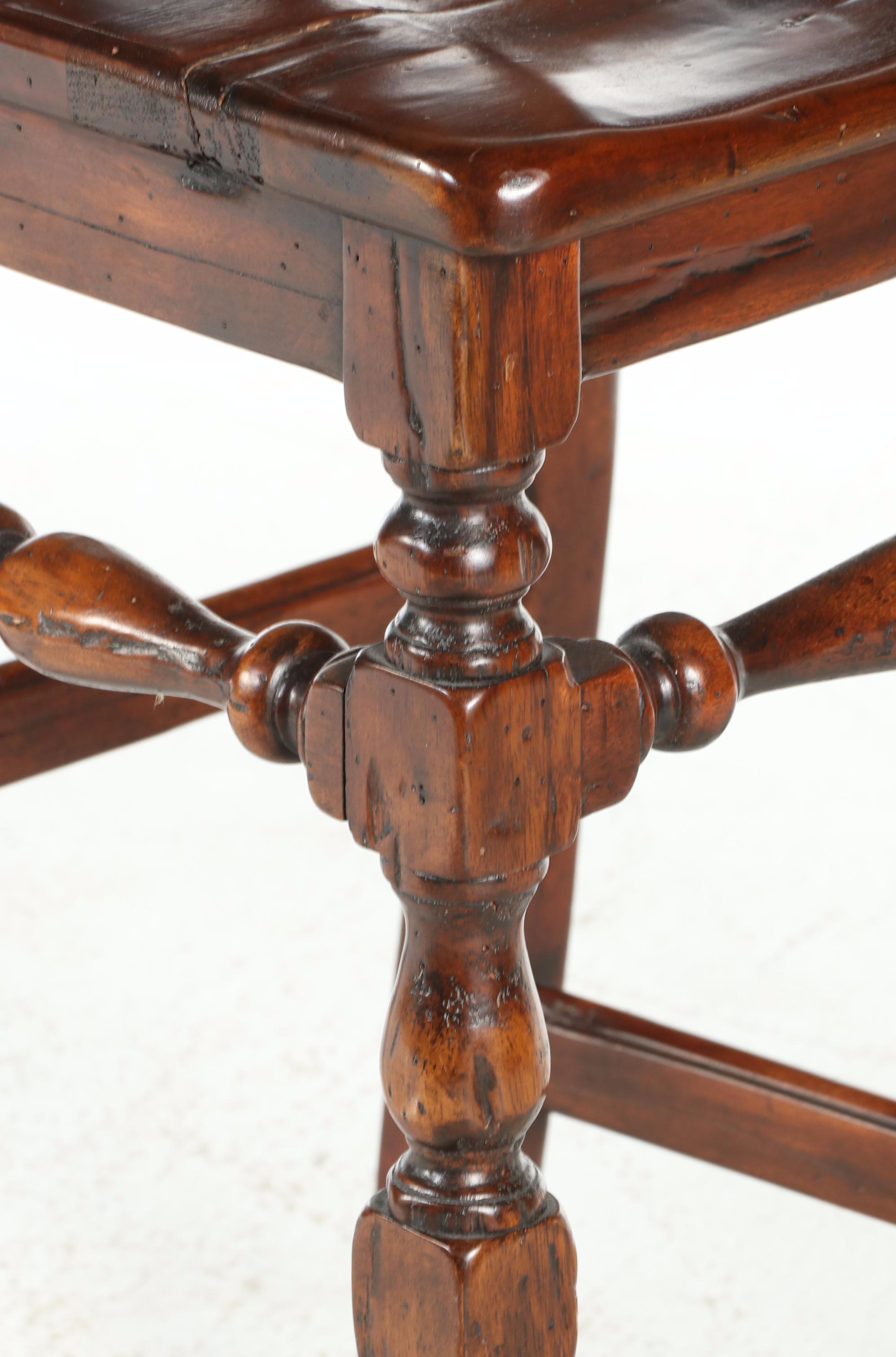 Pair of Theodore Alexander "Castle Bromwich" Reclaimed Wood Bar Stools