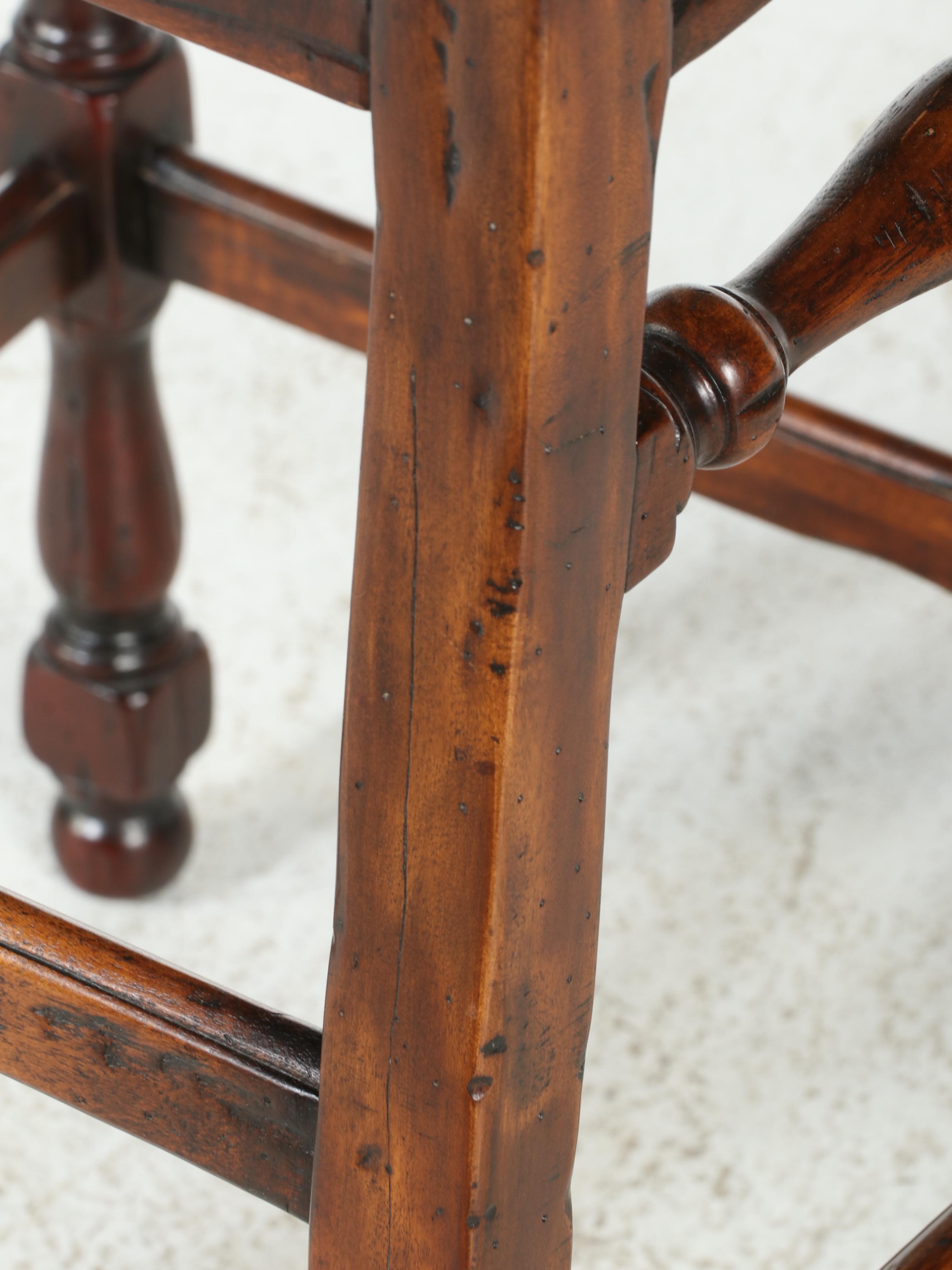 Pair of Theodore Alexander "Castle Bromwich" Reclaimed Wood Bar Stools