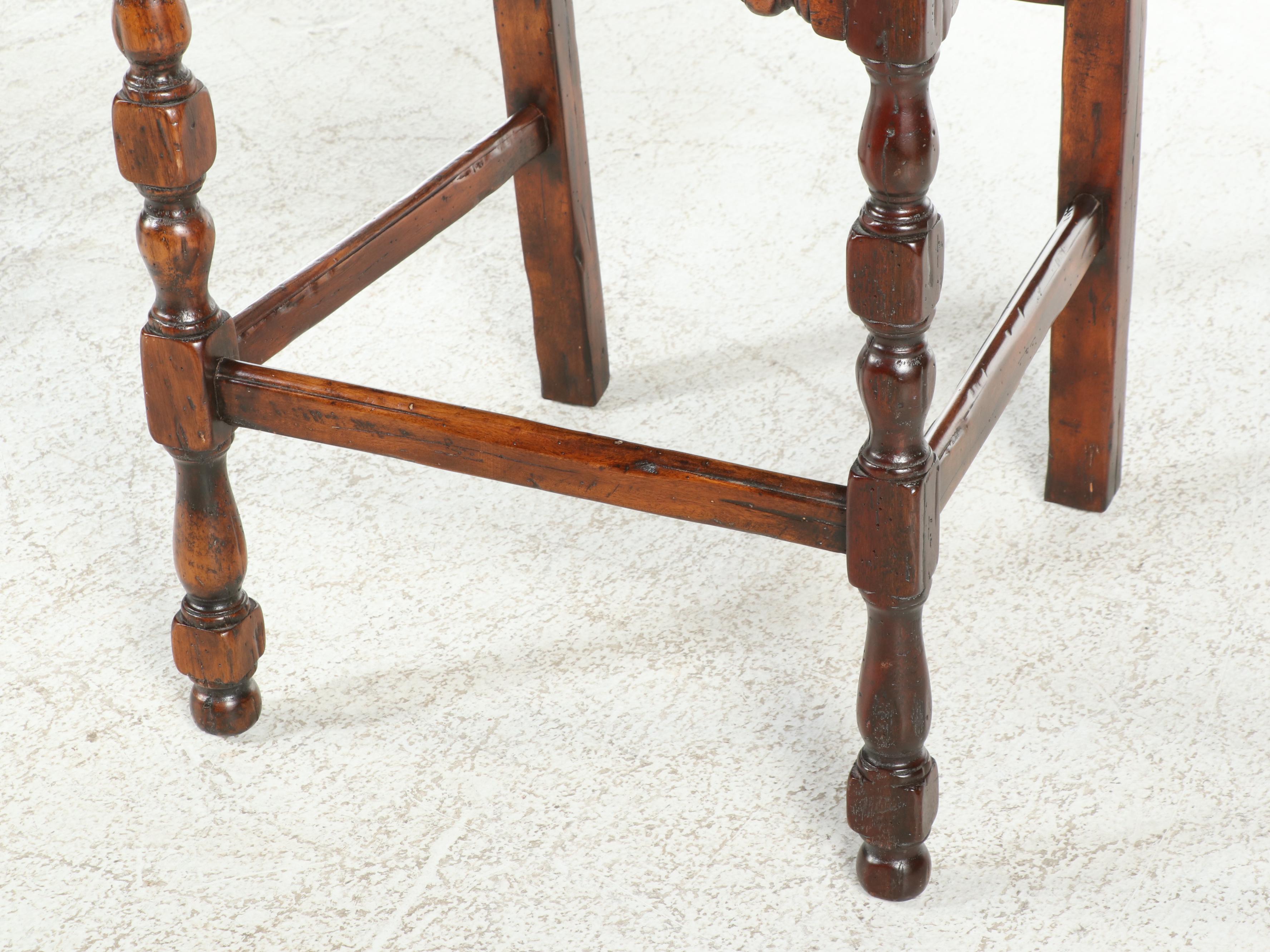 Pair of Theodore Alexander "Castle Bromwich" Reclaimed Wood Bar Stools