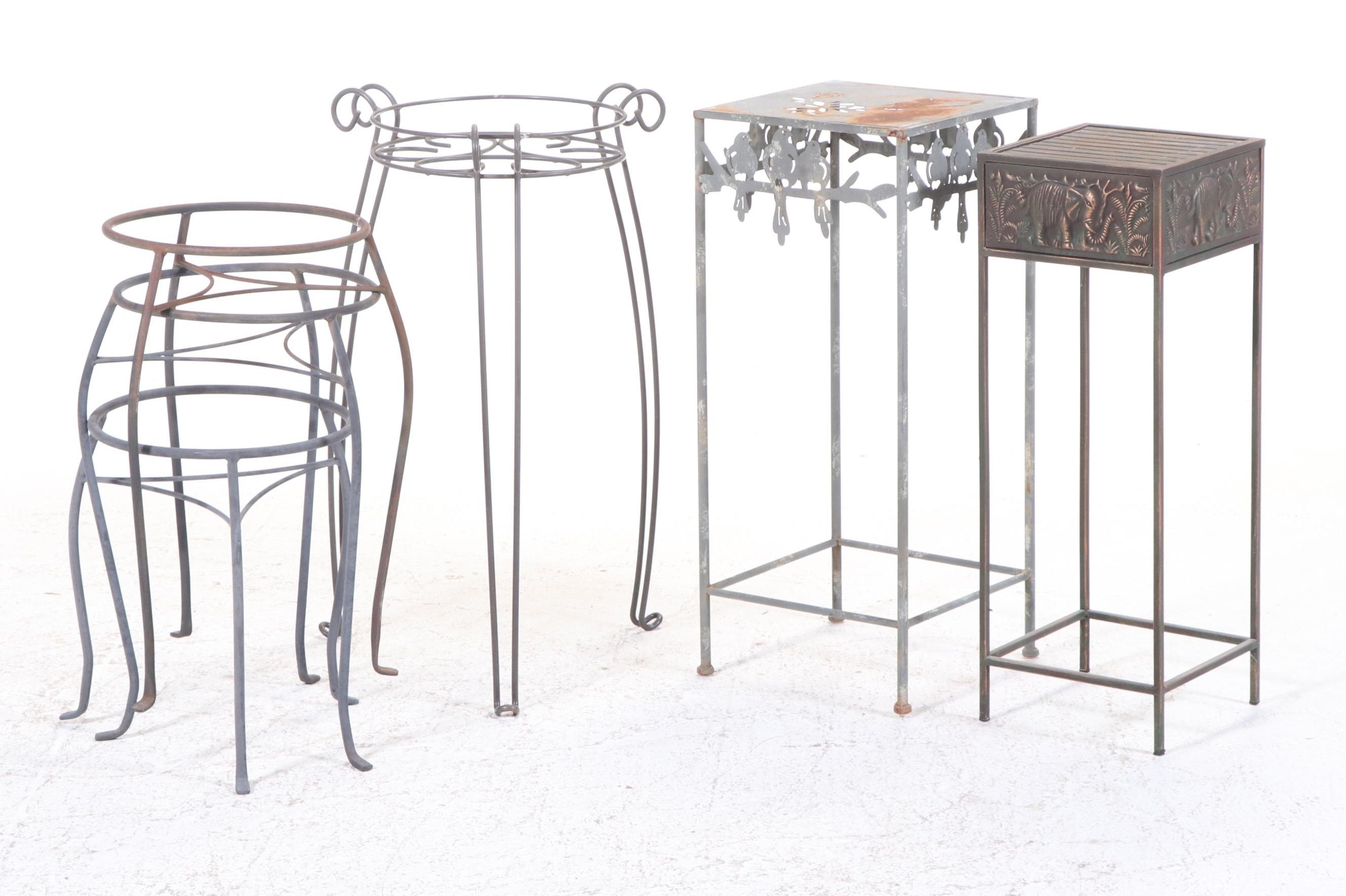 Hummingbird and Other Metal Planter Stands