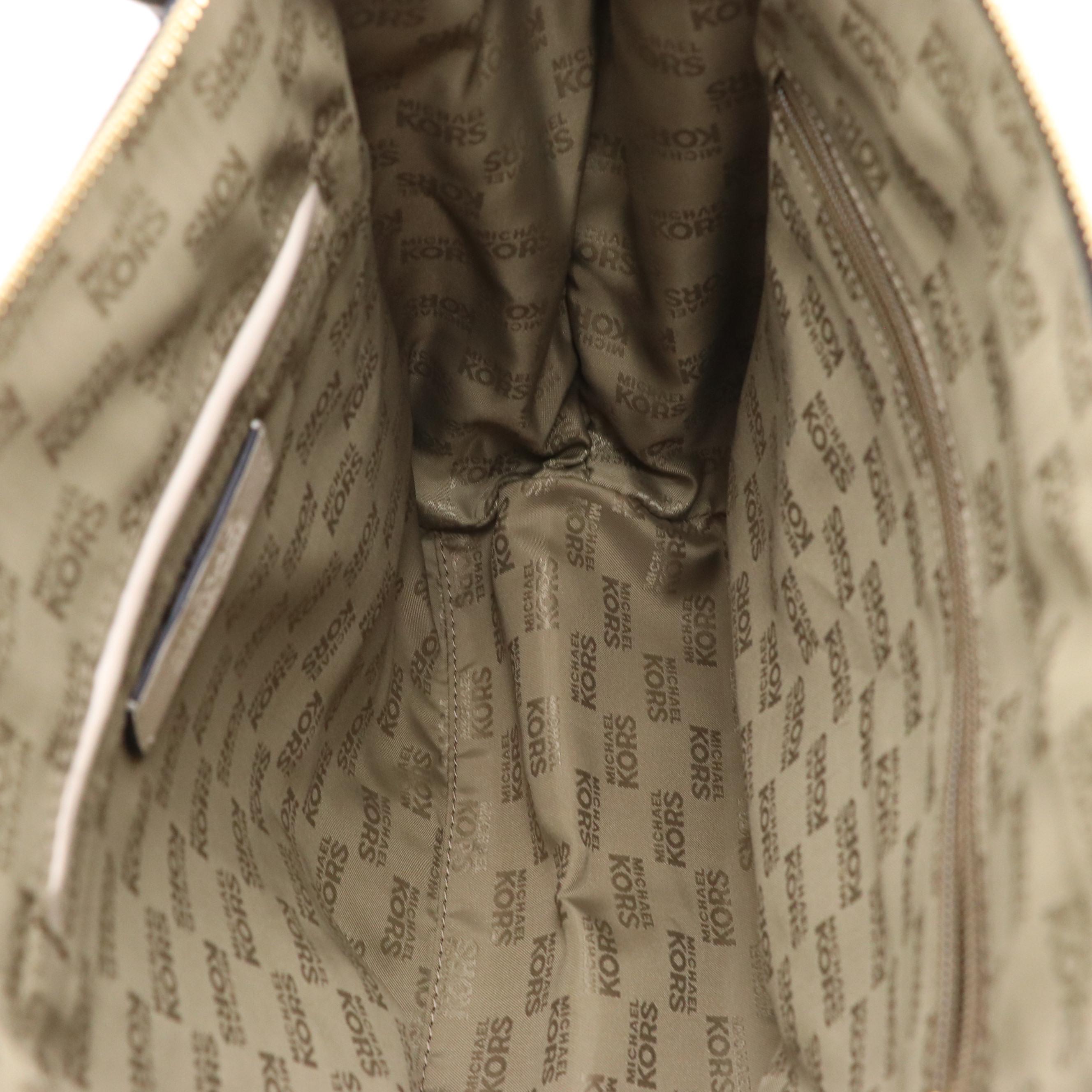 Michael Kors Navy Logo Signature Canvas Tote and Web Striped Nylon Shoulder Bag