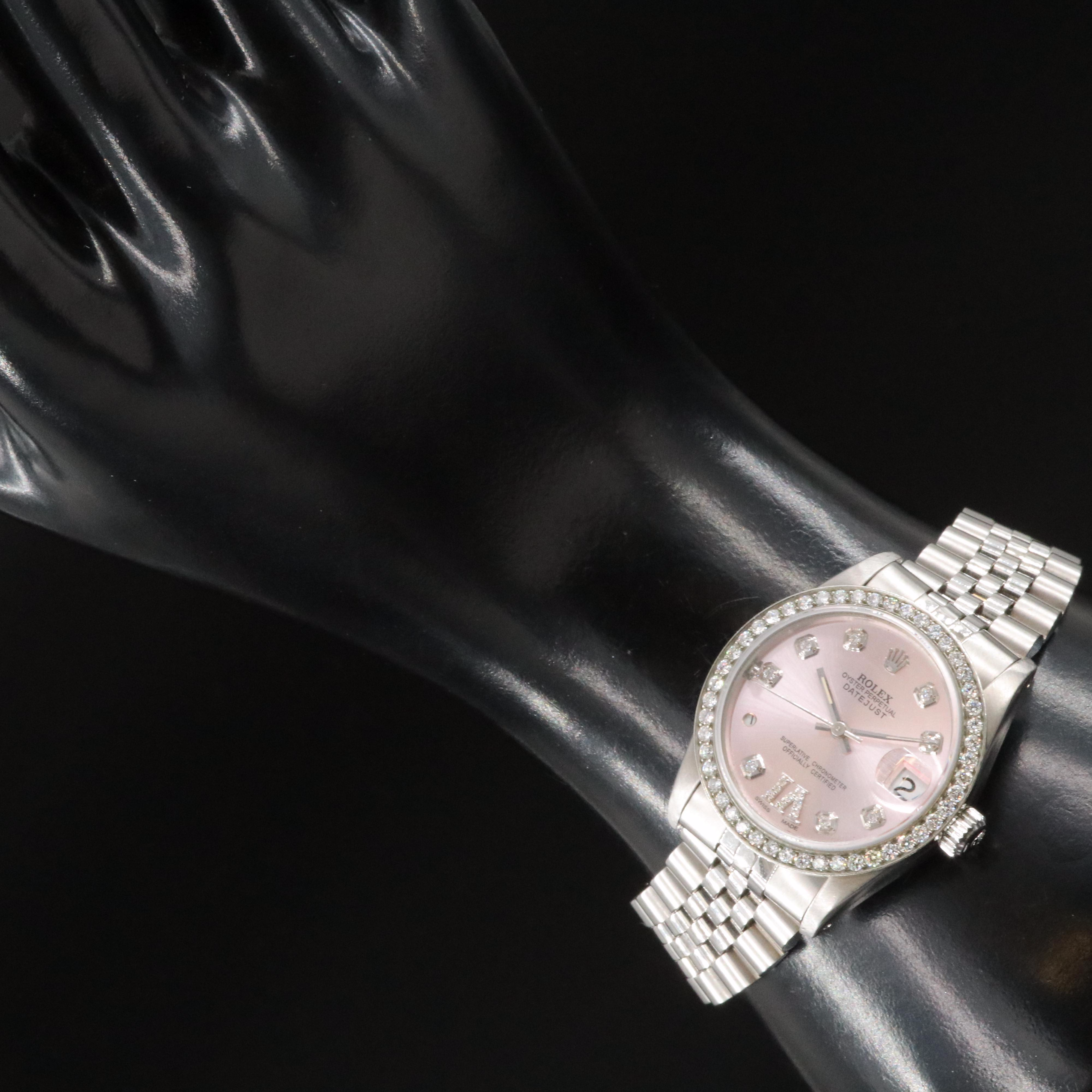 1985 Rolex Custom Pink Diamond Dial and Bezel Datejust Watch