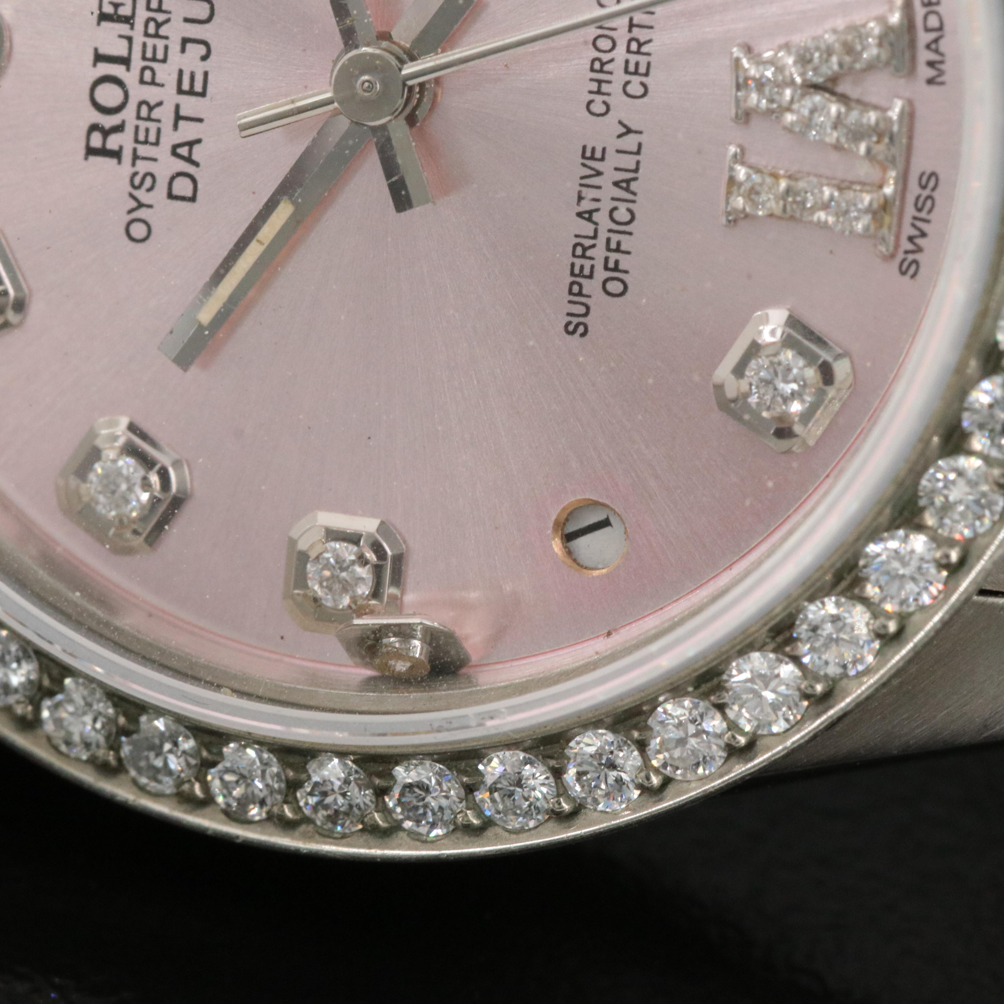 1985 Rolex Custom Pink Diamond Dial and Bezel Datejust Watch