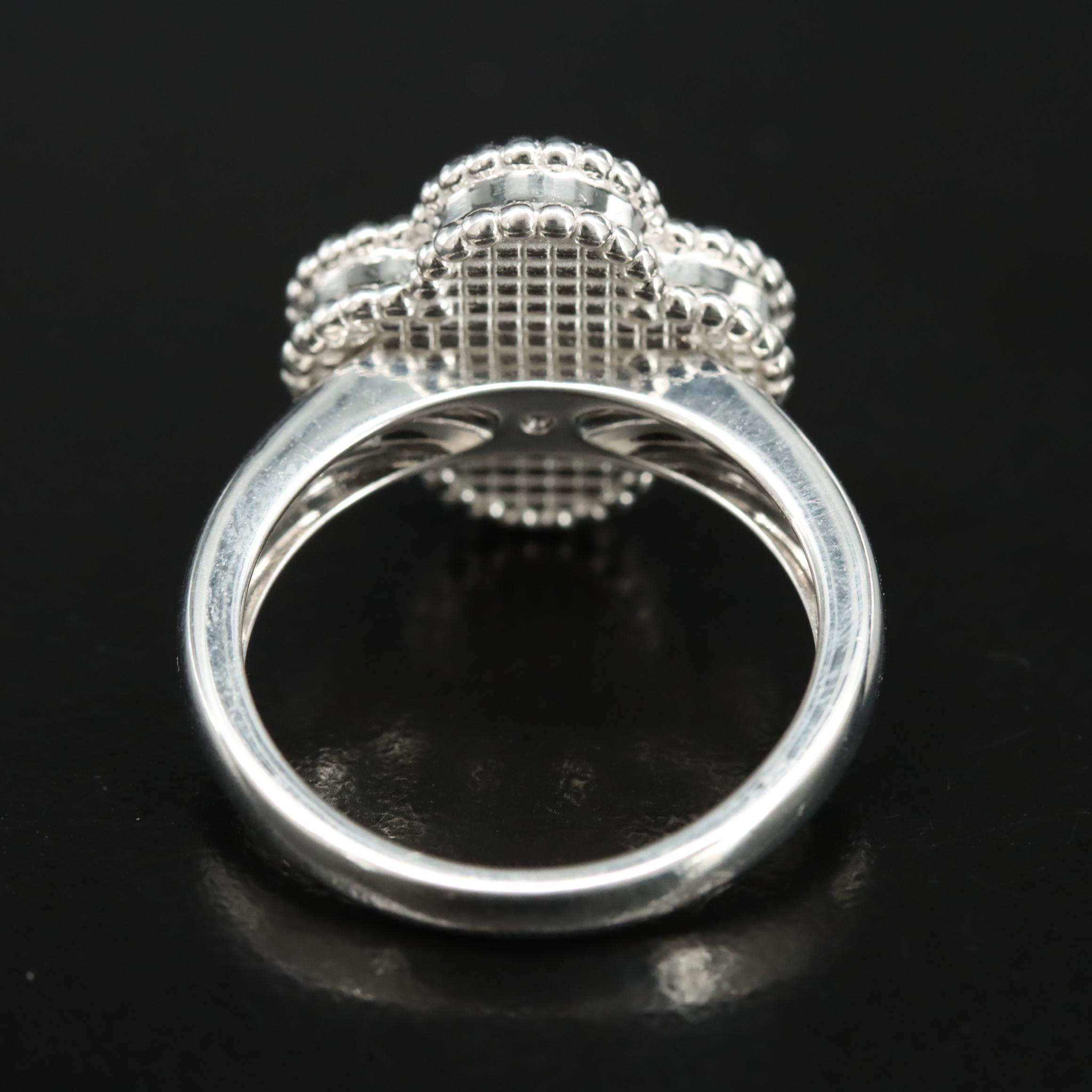 Van Cleef & Arpels Vintage Alhambra 18K Mother of Pearl and Diamond Ring