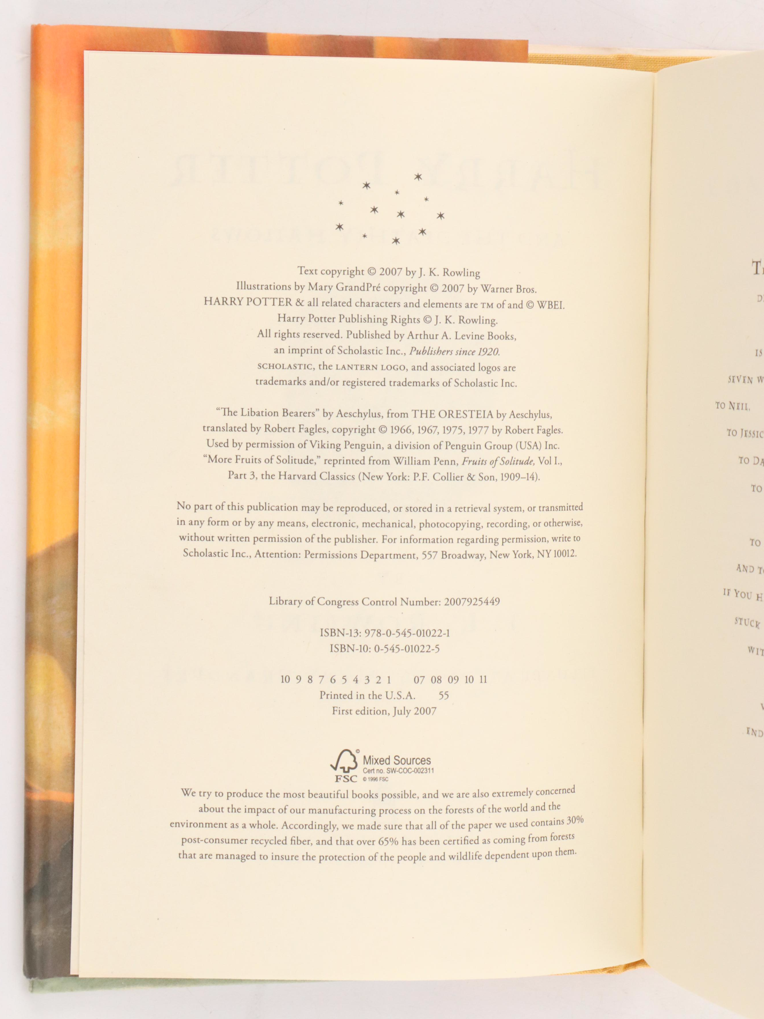 First American Edition "Harry Potter" Complete Series by J. K. Rowling