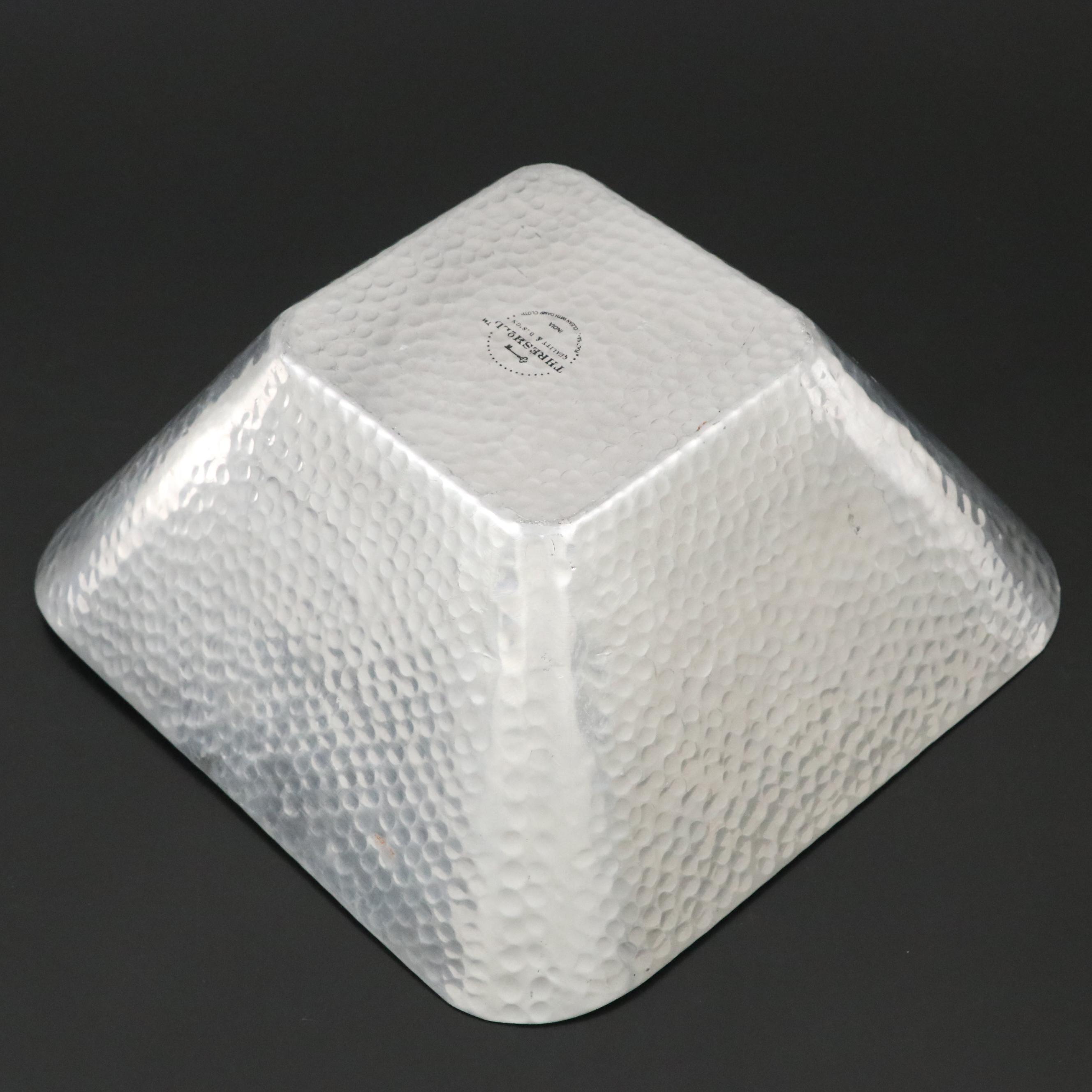 Threshold Hammered Metal Bowl with Indian Metal Handled Tray