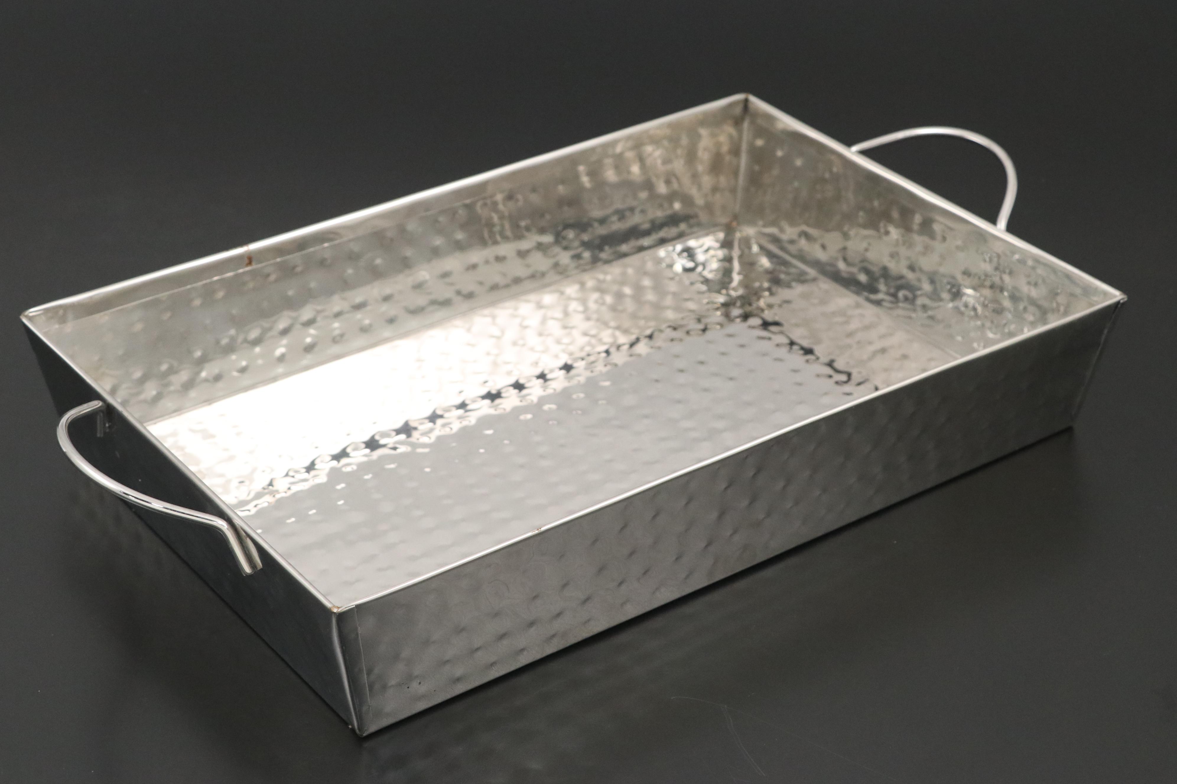 Threshold Hammered Metal Bowl with Indian Metal Handled Tray