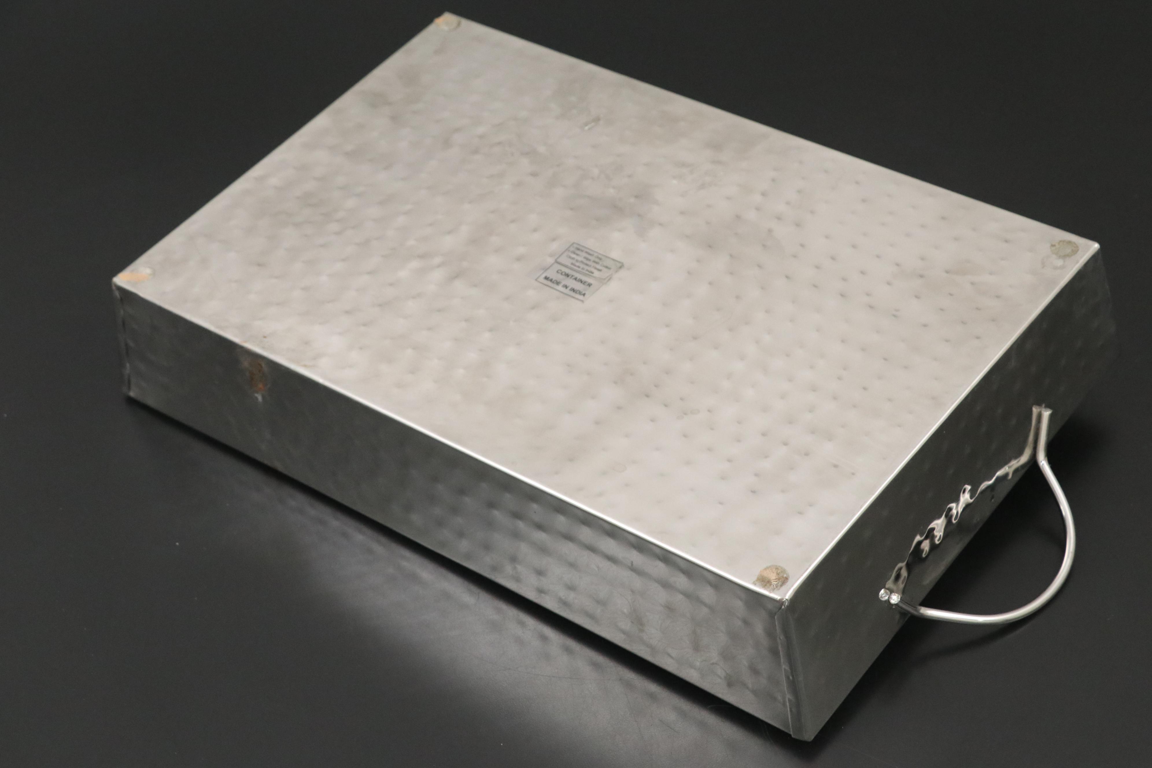 Threshold Hammered Metal Bowl with Indian Metal Handled Tray