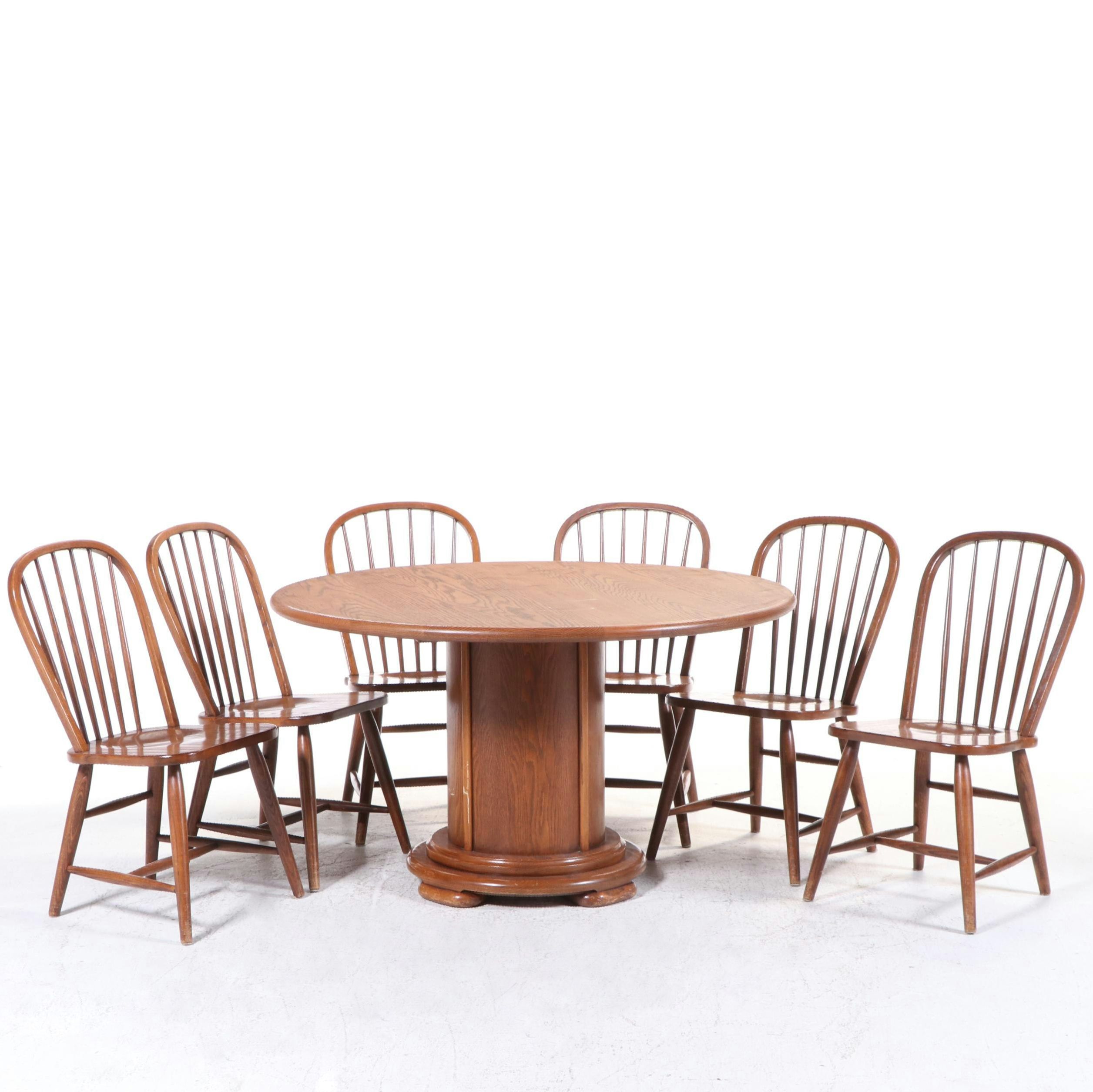 Richardson Brothers Oak Dining Chairs and Table, Late 20th Century