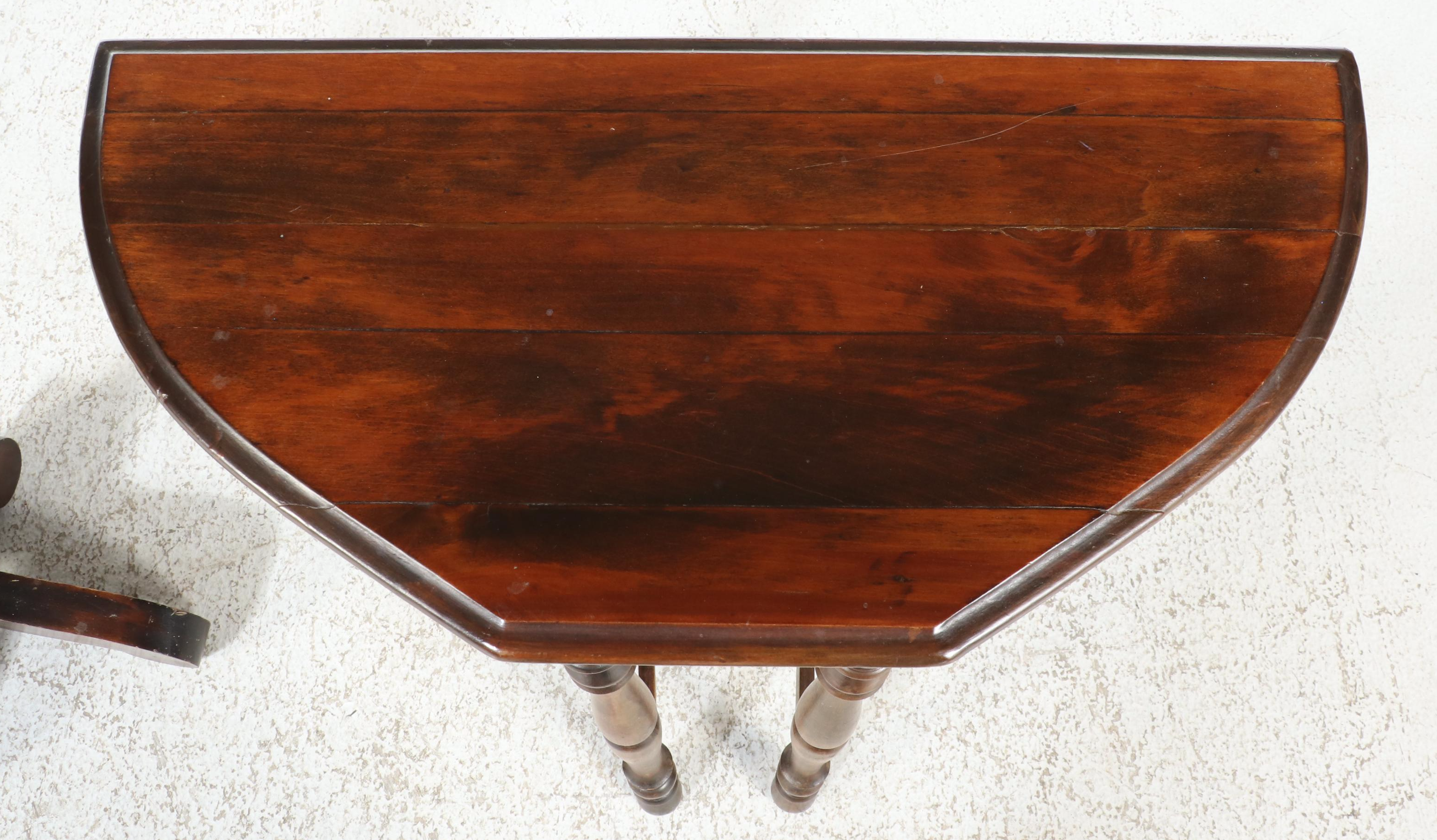 Colonial Revival Hardwood Side Table Plus Jacobean Revival Example, circa 1930