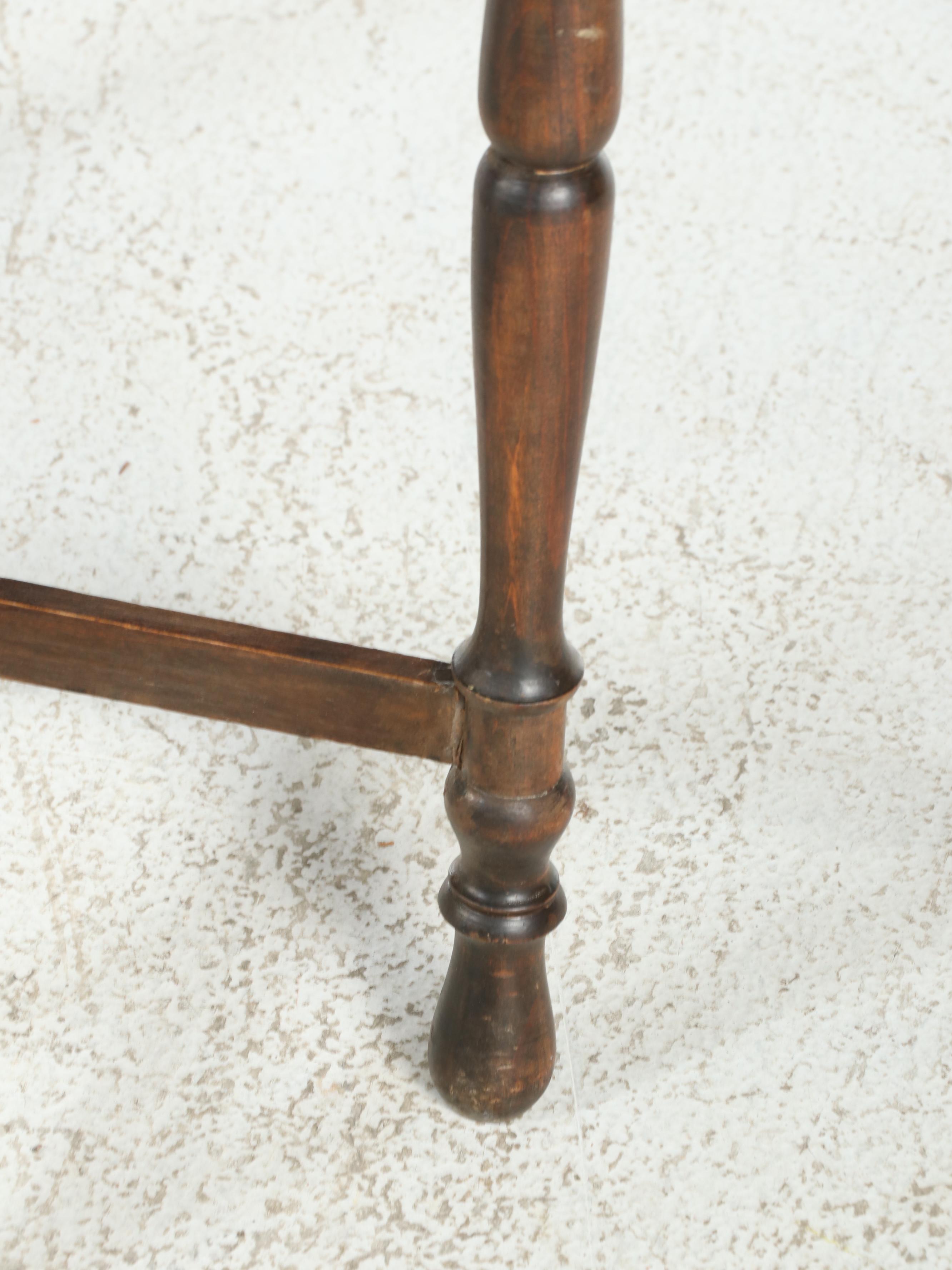 Colonial Revival Hardwood Side Table Plus Jacobean Revival Example, circa 1930