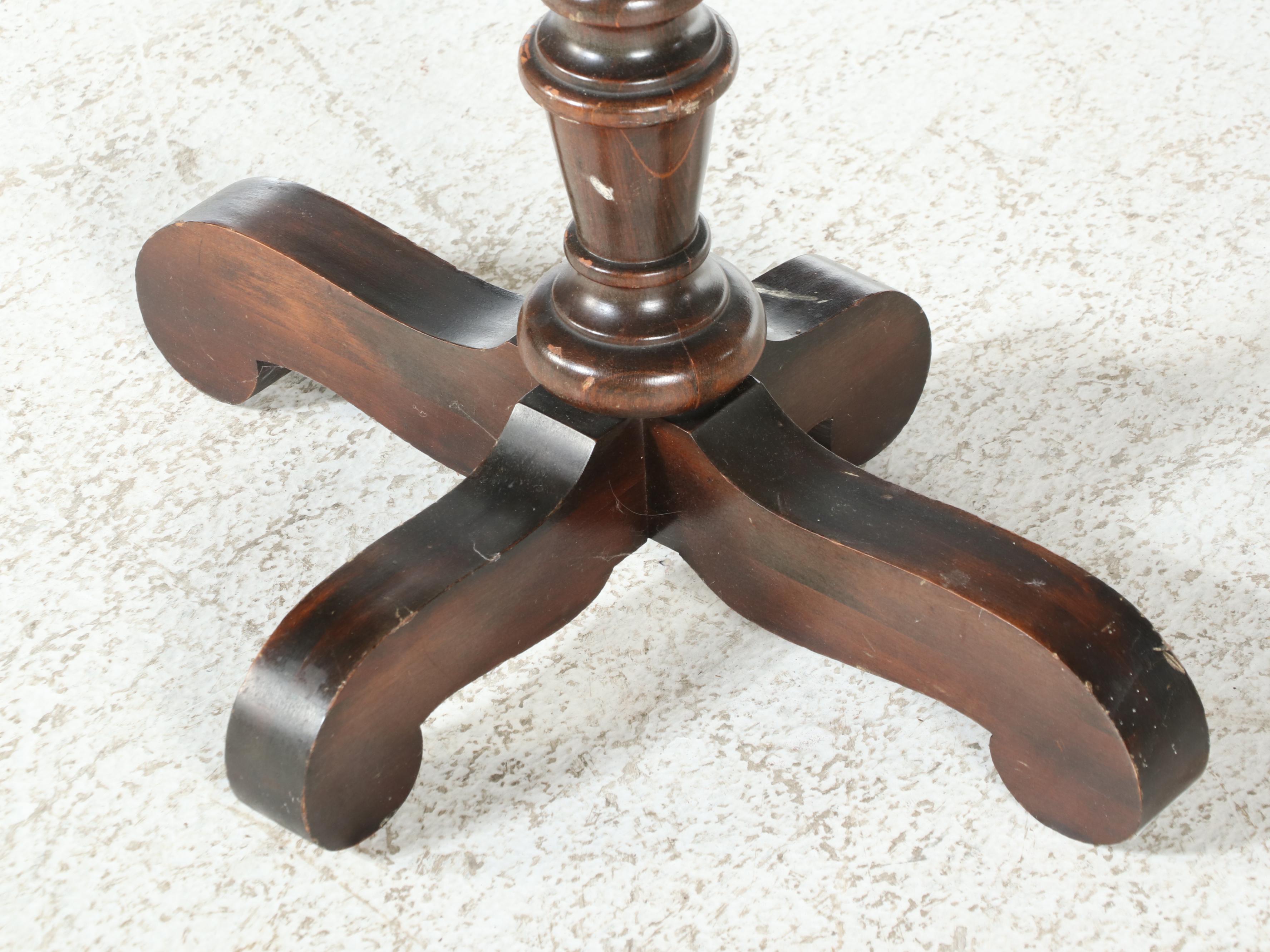 Colonial Revival Hardwood Side Table Plus Jacobean Revival Example, circa 1930