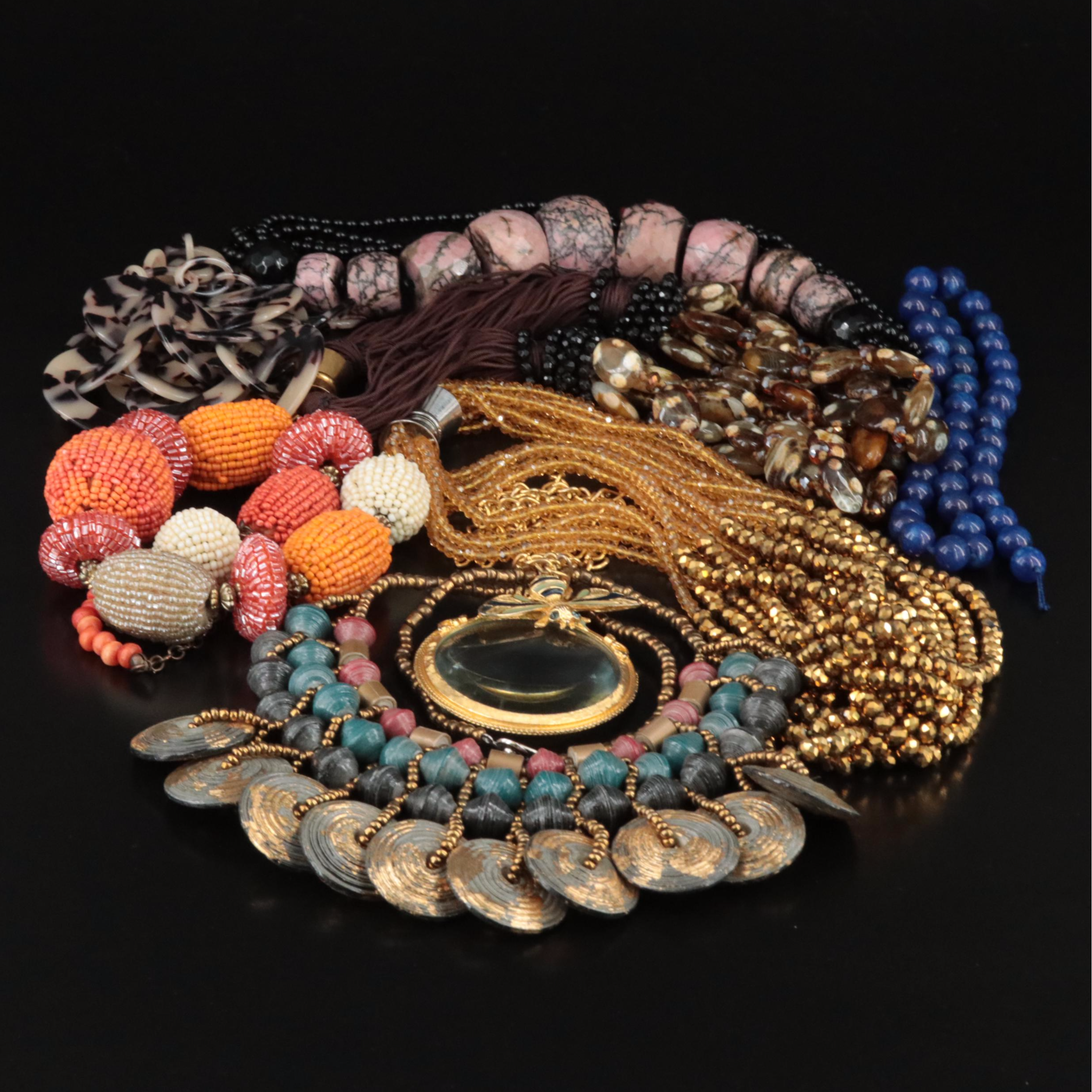 Fashion Necklace Collection Featuring Rhodonite and Agate
